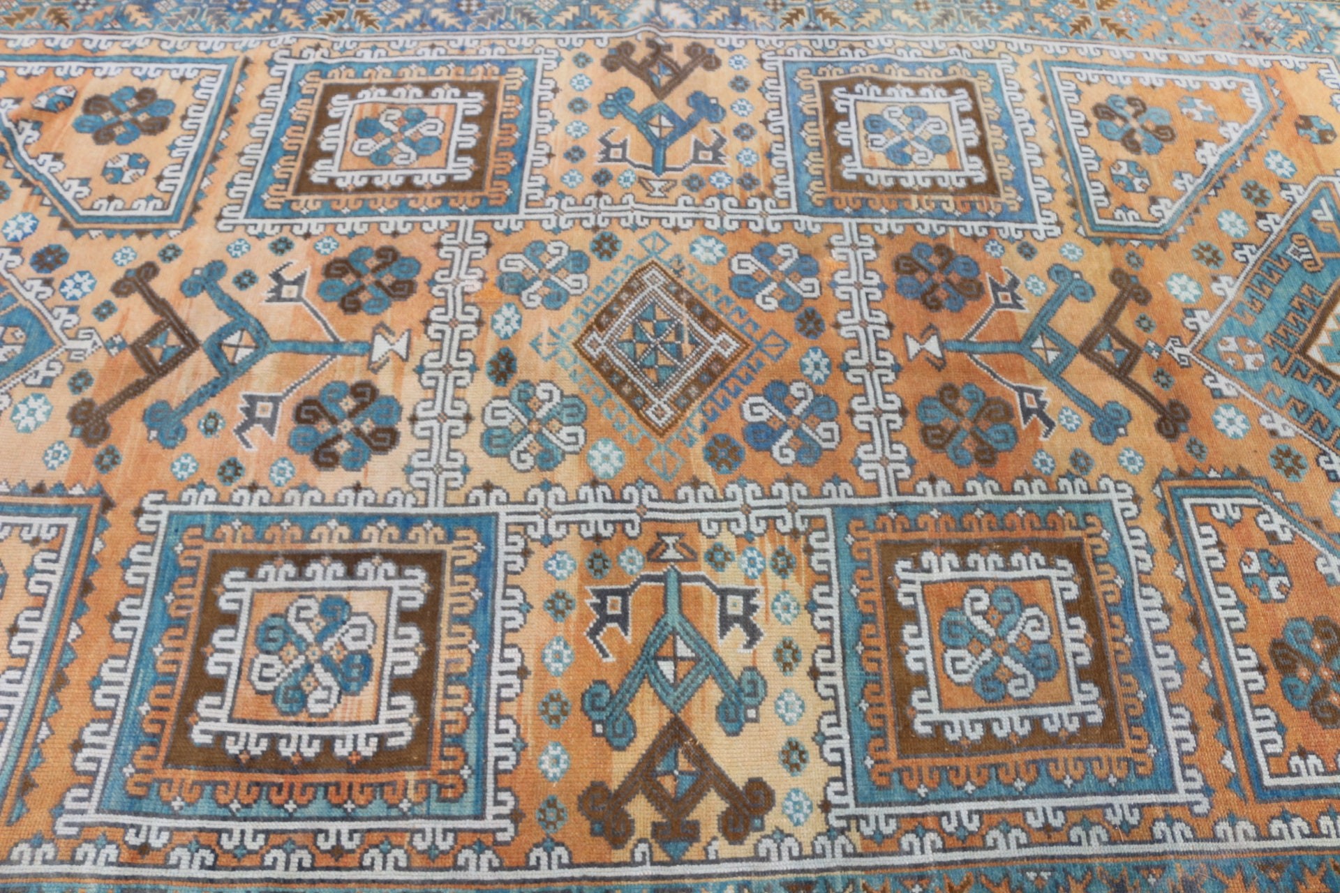 Salon Halısı, Yemek Odası Halısı, Ofis Halıları, Soğuk Halı, Turuncu Mutfak Halısı, Vintage Halı, Türk Halısı, 6.3x9.9 ft Büyük Halı