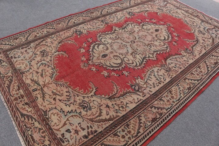 Living Room Rug, 6x9.7 ft Large Rug, Dining Room Rug, Bedroom Rugs, Wool Rugs, Turkish Rug, Red Home Decor Rug, Aesthetic Rug, Vintage Rug