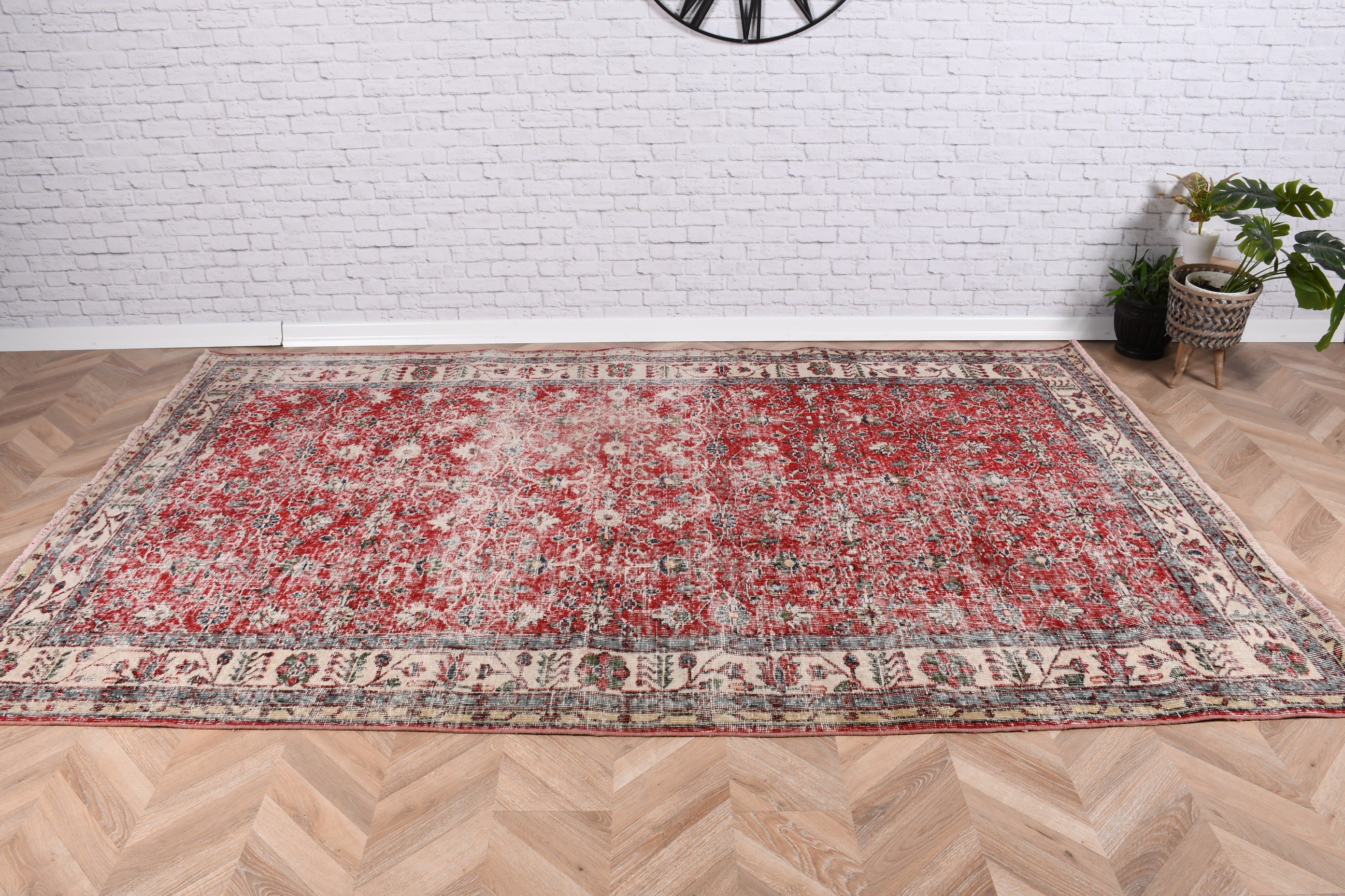 Red Bedroom Rug, Vintage Rugs, Large Vintage Rug, Handwoven Rug, Turkish Rug, Flatweave Rug, 5.7x9.2 ft Large Rug, Dining Room Rug