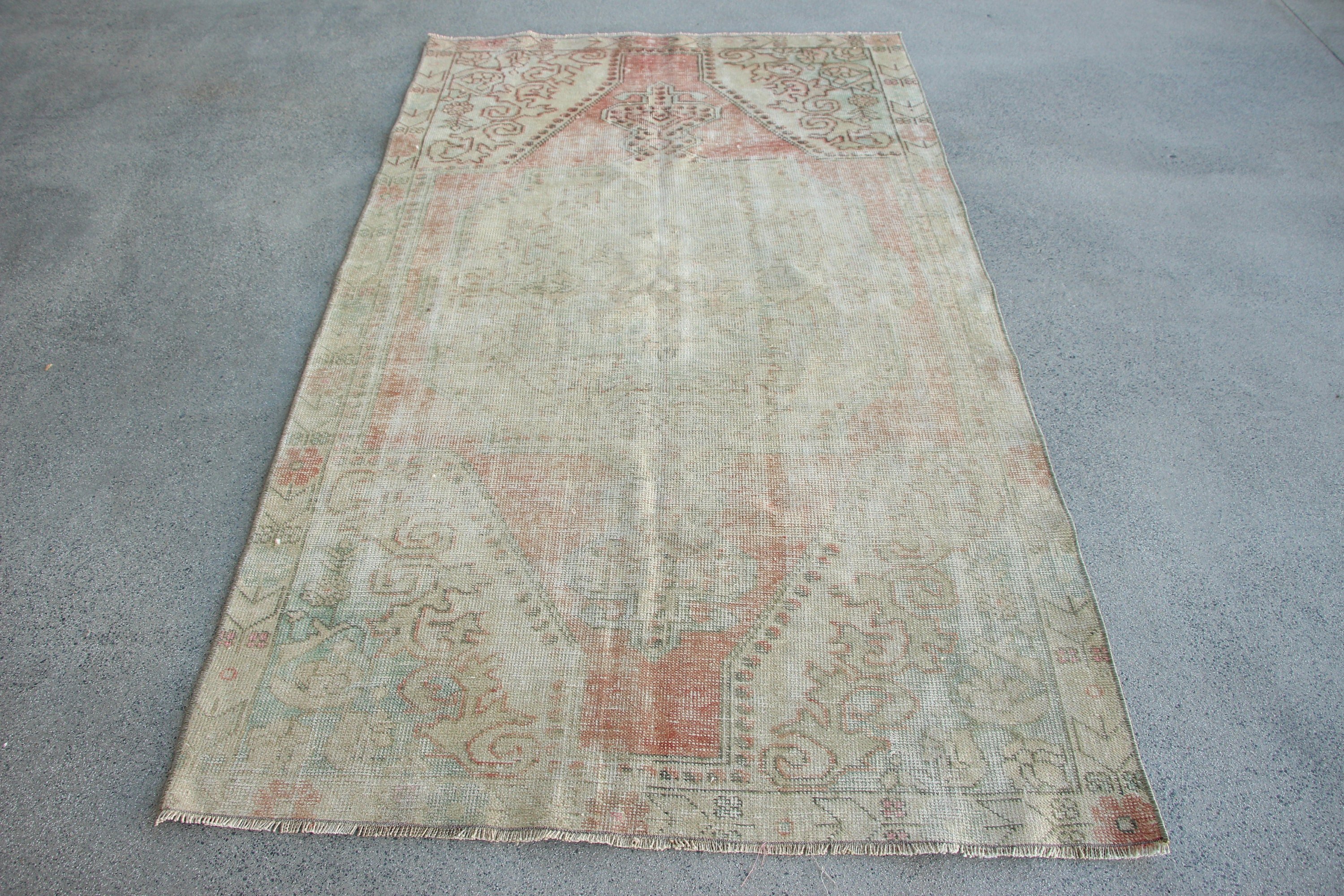 4.1x6.8 ft Area Rug, Cool Rugs, Bedroom Rugs, Kitchen Rugs, Oriental Rug, Vintage Decor Rug, Vintage Rugs, Green Oushak Rug, Turkish Rugs