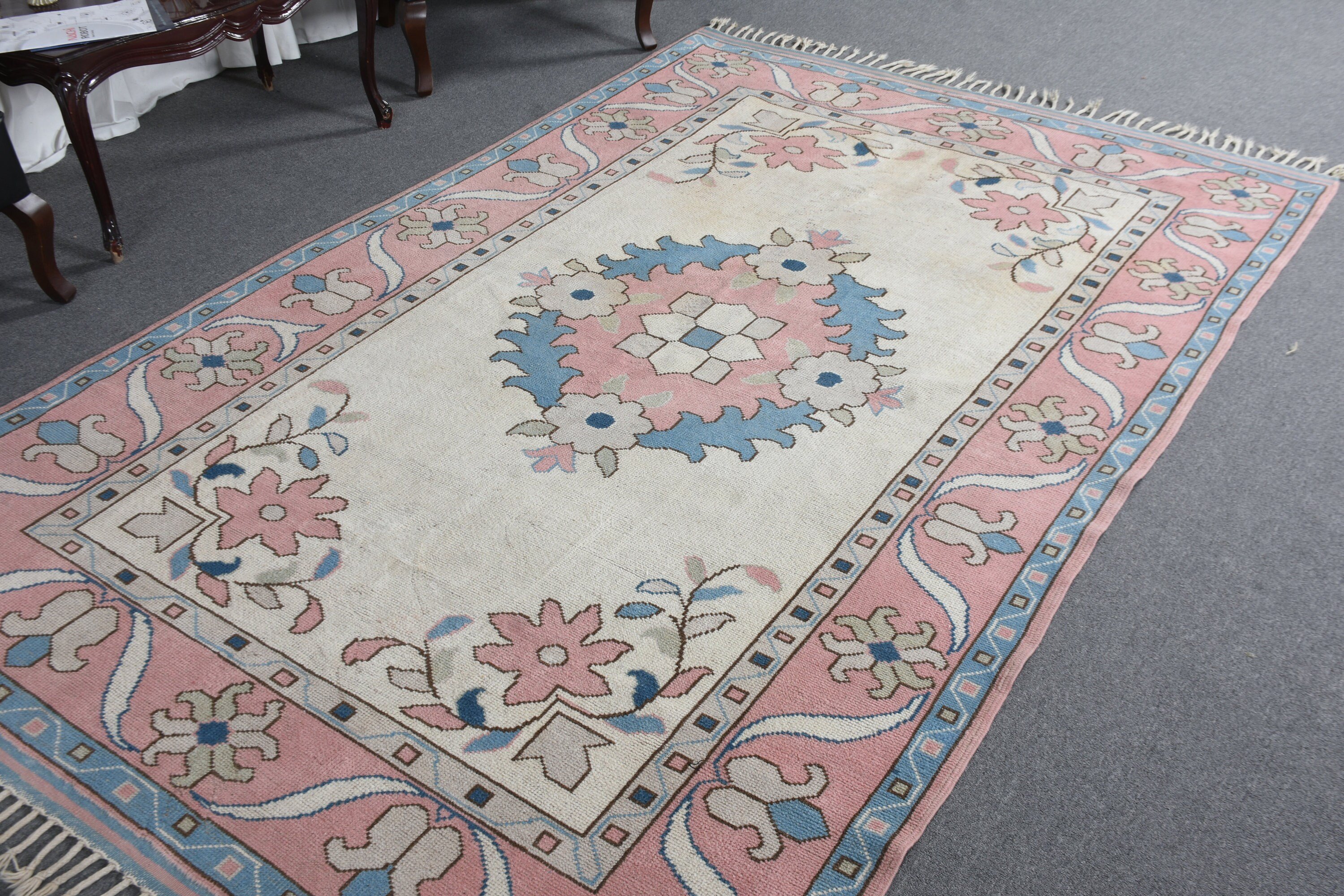 Havalı Halı, Yatak Odası Halısı, Vintage Halı, Aztek Halısı, Oturma Odası Halıları, Oturma Odası Halıları, Pembe 5.9x9.3 ft Büyük Halı, Türk Halısı