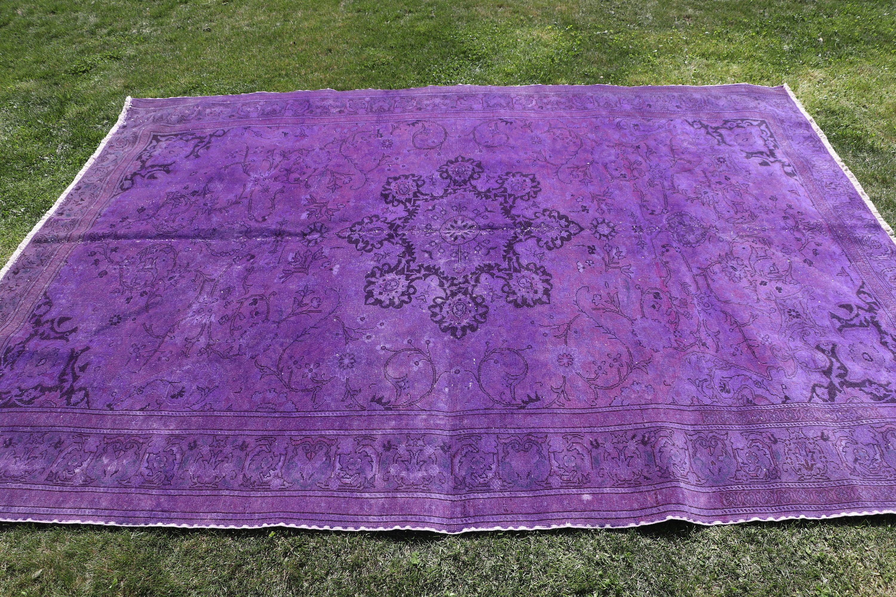 6.7x8.9 ft Büyük Halı, Vintage Halılar, Yatak Odası Halıları, Ev Dekorasyonu Halıları, Oturma Odası Halısı, Büyük Boho Halıları, Mor Açıklama Halıları, Türk Halıları