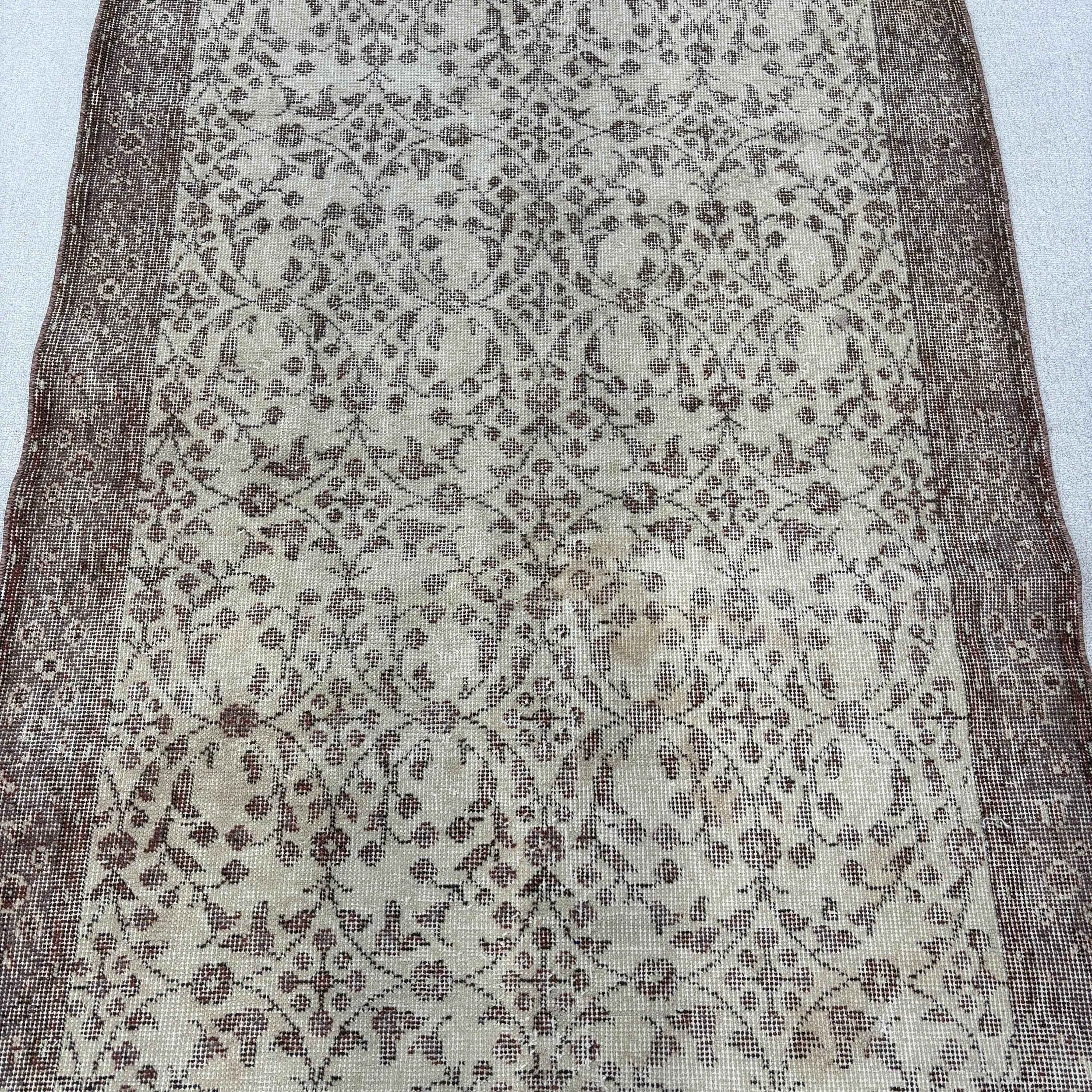 Bej Oryantal Halı, Çocuk Halısı, Vintage Halılar, Oryantal Halılar, Lüks Halı, Türk Halısı, 3,5x6,3 ft Vurgulu Halılar, Dekoratif Halı, Mutfak Halıları