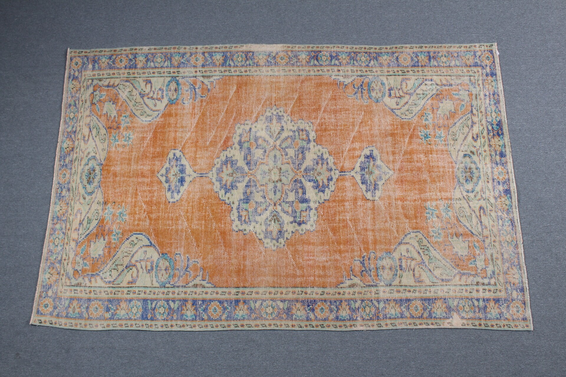 Orange Oushak Rug, Cool Rugs, Outdoor Rugs, Turkish Rug, Bedroom Rugs, Vintage Rugs, Moroccan Rugs, 5.7x8.9 ft Large Rugs, Salon Rug