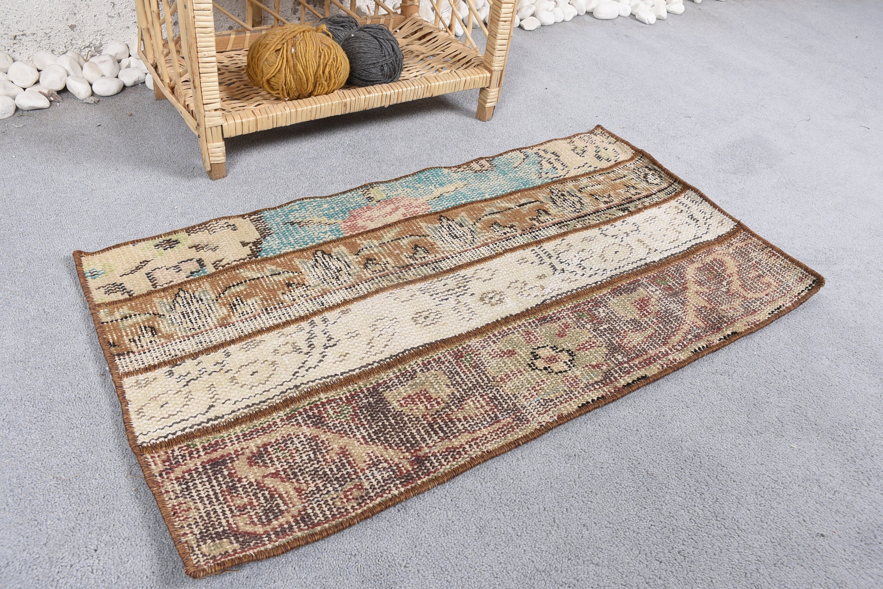 Floor Rugs, Authentic Rugs, Bedroom Rugs, Kitchen Rugs, Turkish Rug, Vintage Rug, Blue  1.5x2.8 ft Small Rug