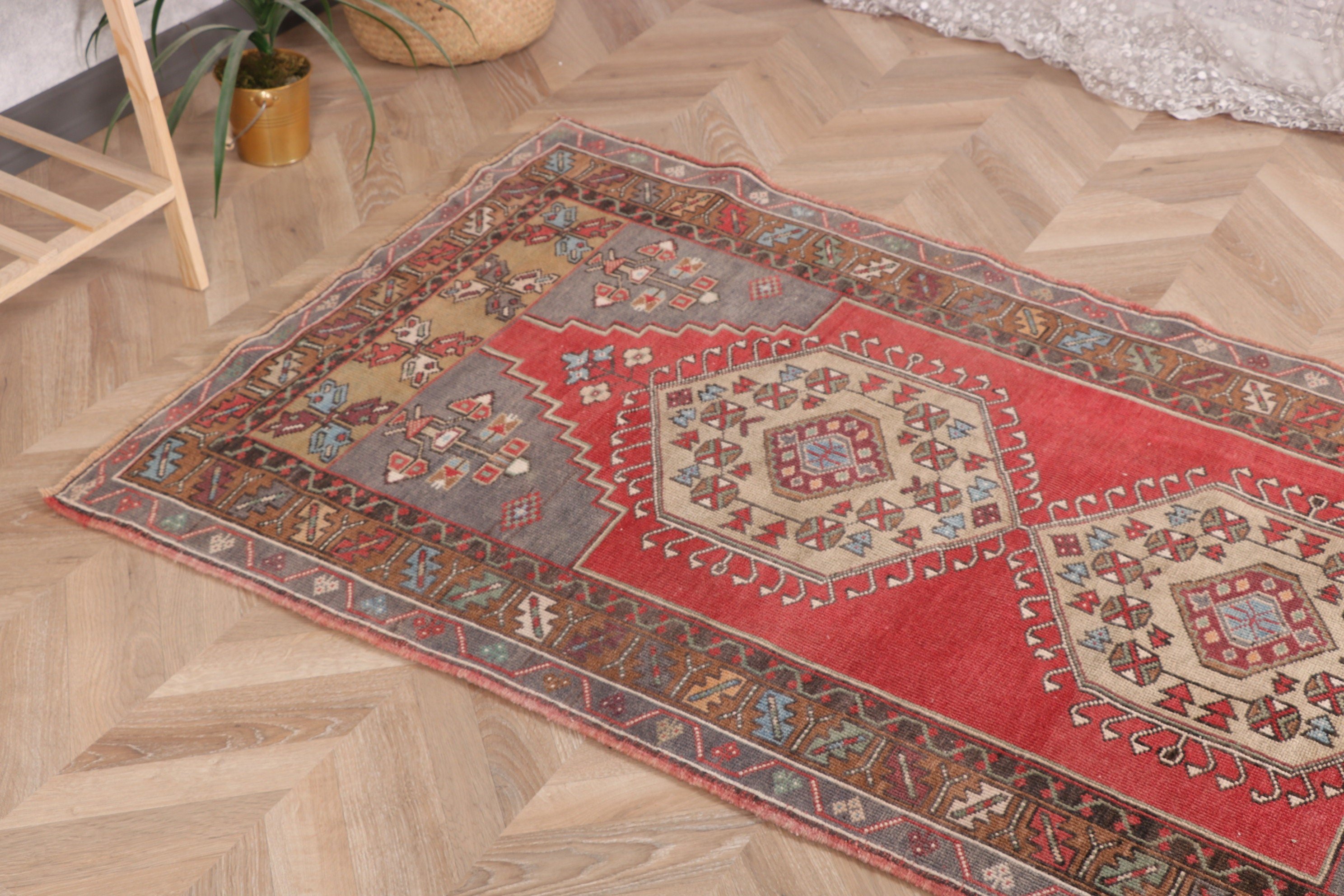 Dekoratif Halılar, Yün Halı, Kırmızı Ev Dekor Halısı, 3,3x6,2 ft Vurgulu Halılar, Geometrik Halılar, Türk Halısı, Çocuk Halısı, Vintage Halı, Sanatsal Halı