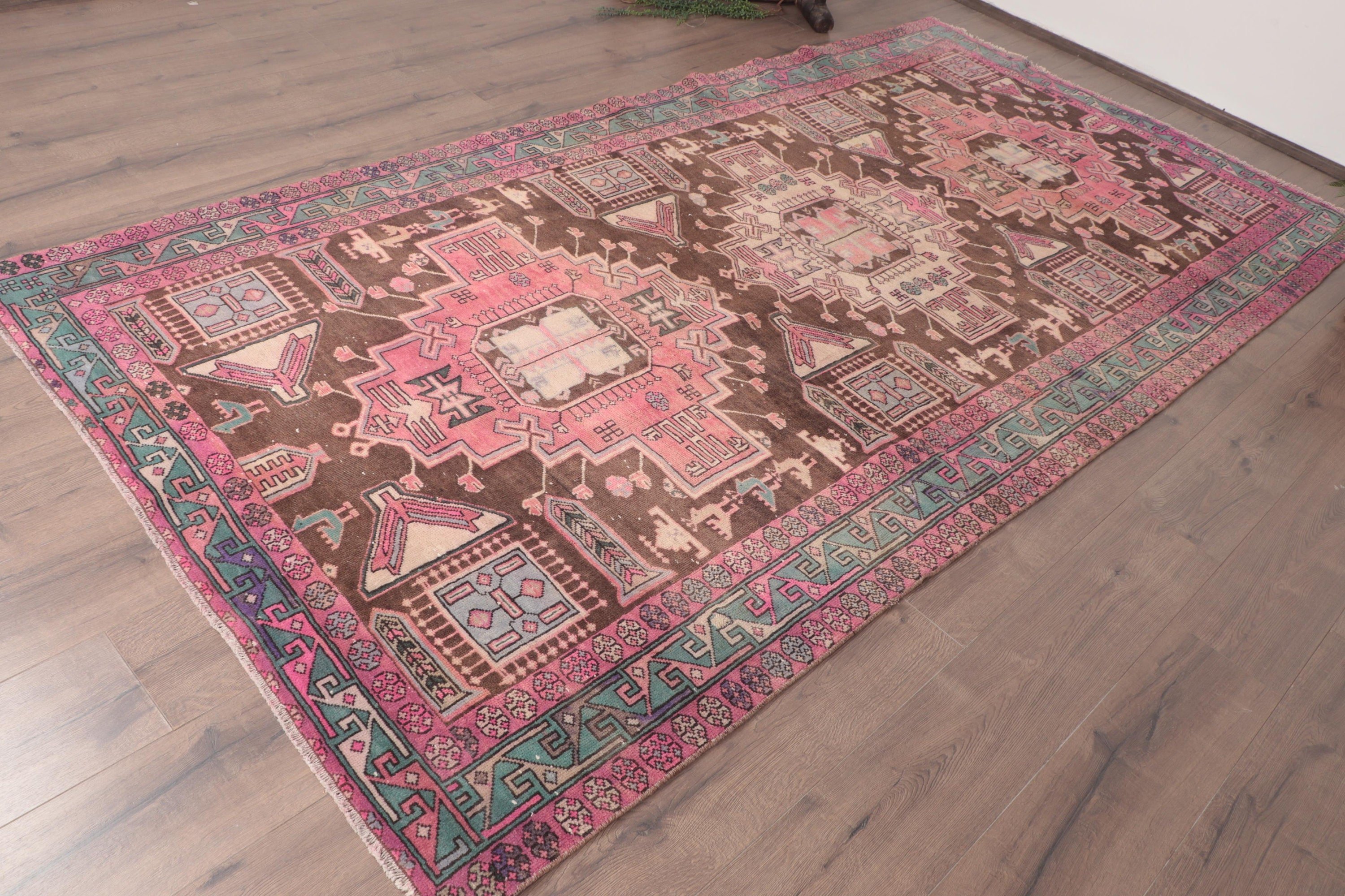 Dining Room Rug, Turkish Rug, Oushak Rug, Pink Cool Rug, Bohemian Rug, Flatweave Rug, Bedroom Rug, Vintage Rugs, 4.9x9.8 ft Large Rugs