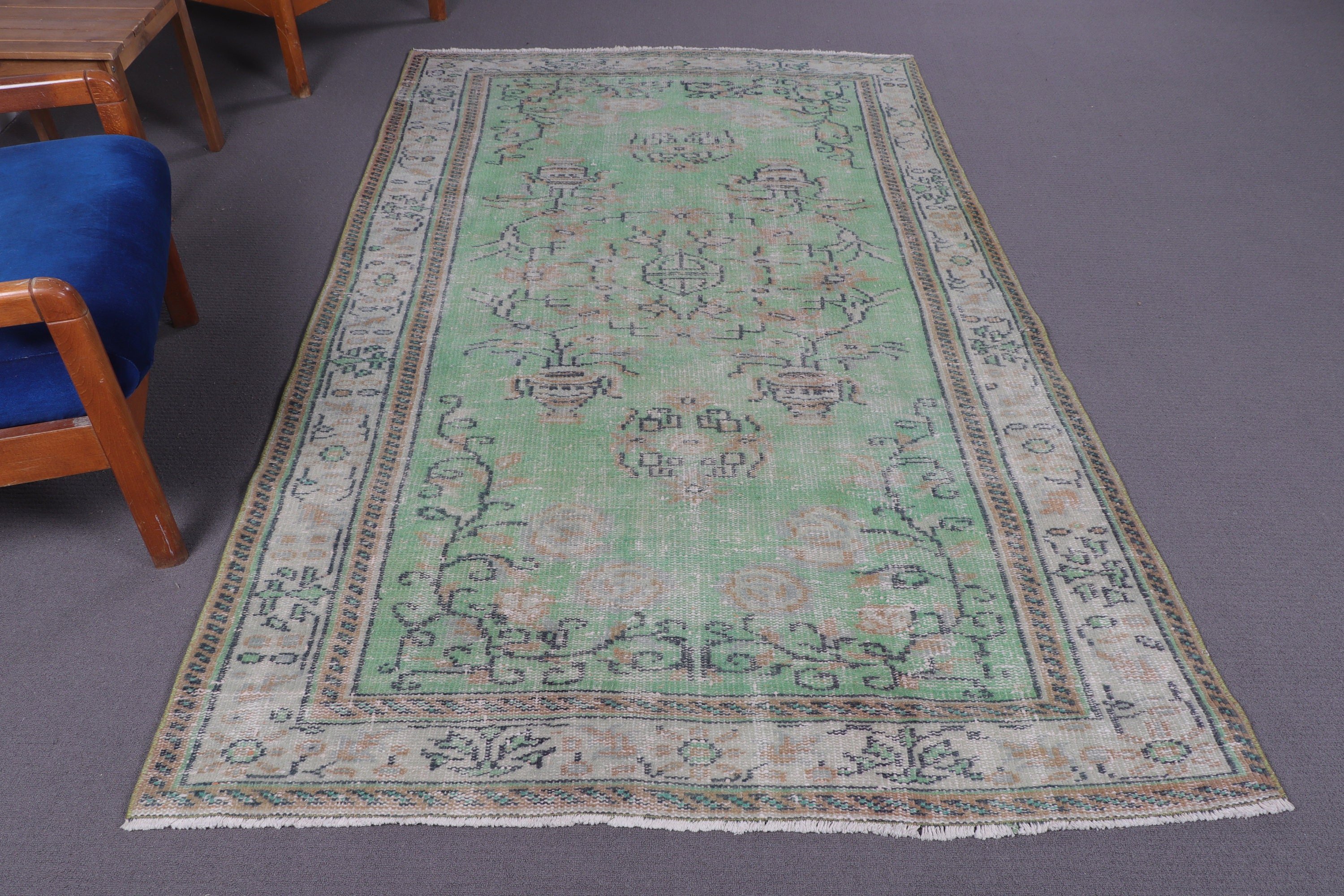 Neutral Rugs, 4.7x7.9 ft Area Rug, Antique Rugs, Turkish Rug, Modern Rugs, Boho Area Rug, Dining Room Rug, Green Neutral Rug, Vintage Rugs