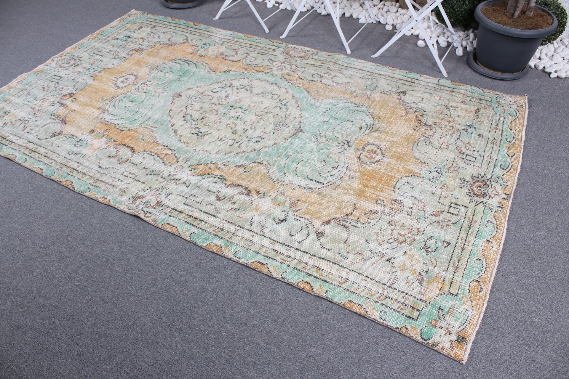 Living Room Rugs, Green Bedroom Rug, Turkish Rug, Oushak Rugs, 4.9x8.5 ft Large Rugs, Floor Rug, Dining Room Rug, Boho Rugs, Vintage Rug