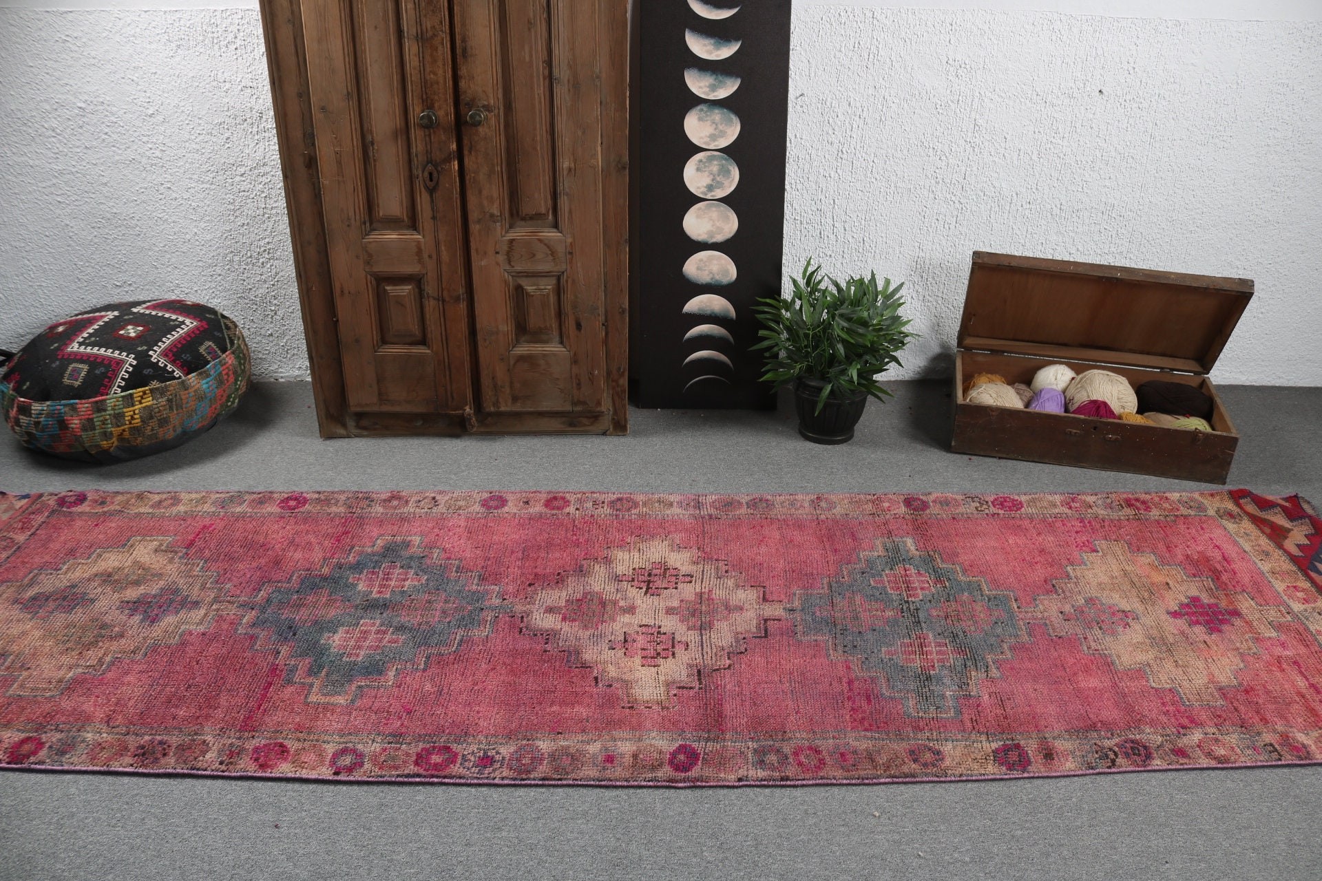 Turkish Rug, Corridor Rug, Pink Anatolian Rug, Outdoor Rugs, Neutral Rugs, 3.2x11 ft Runner Rugs, Long Runner Rug, Vintage Rug, Modern Rugs