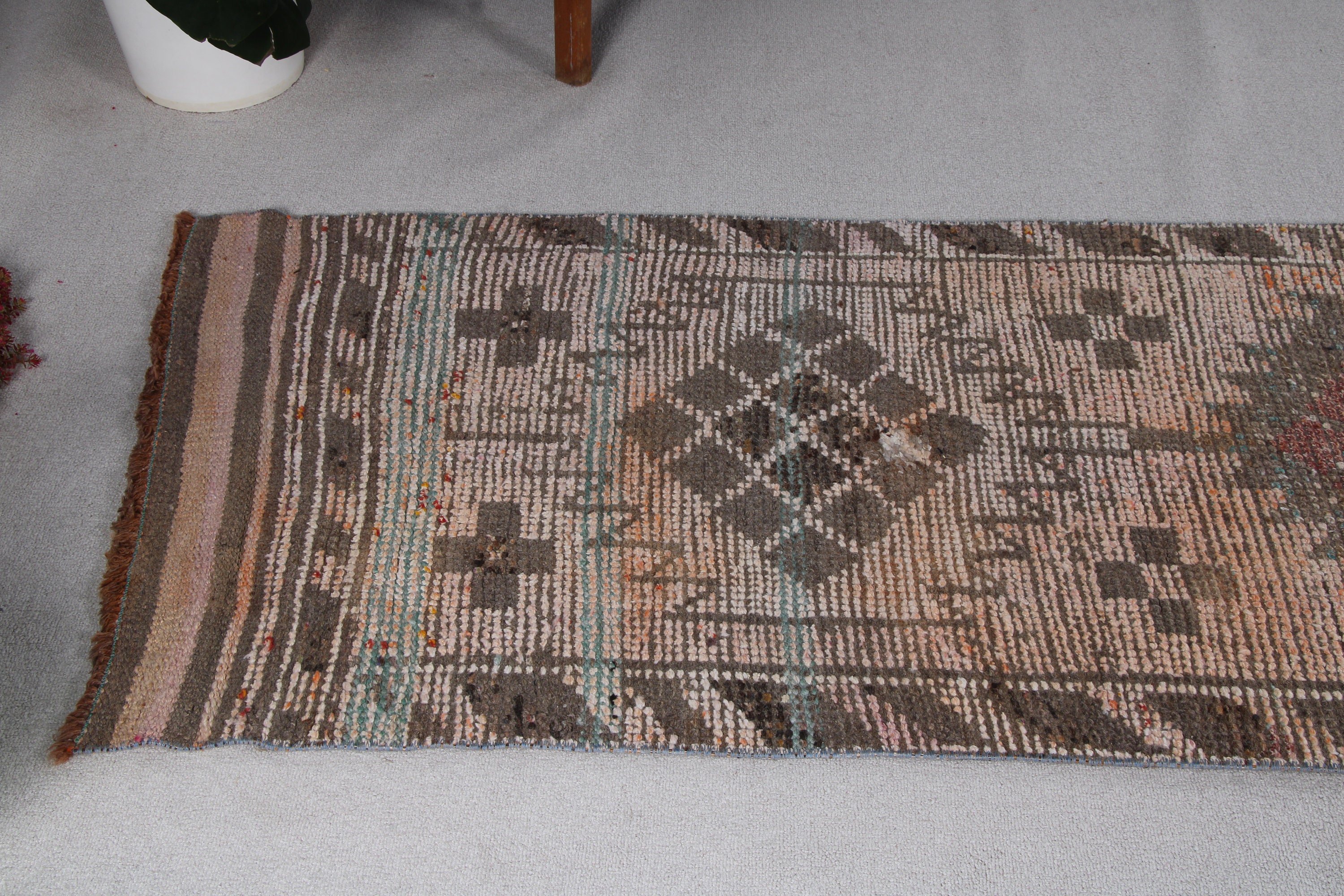 Wool Rugs, Brown Oushak Rug, 2.9x9.3 ft Runner Rug, Hallway Rug, Rugs for Stair, Outdoor Rugs, Vintage Rugs, Turkish Rugs