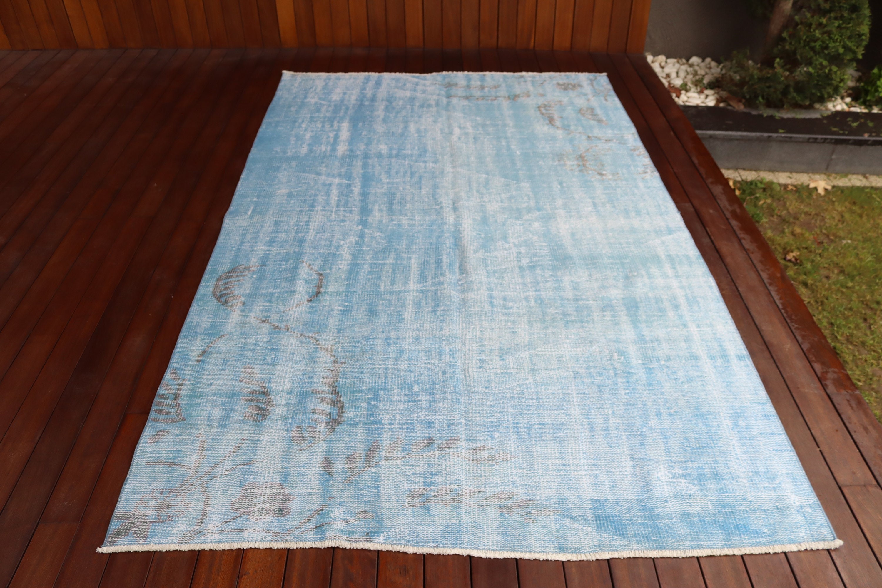 Turkish Rugs, Vintage Rug, Large Oushak Rug, Salon Rugs, Organic Rugs, Bedroom Rugs, Blue Luxury Rug, Home Decor Rug, 5.1x8.1 ft Large Rugs