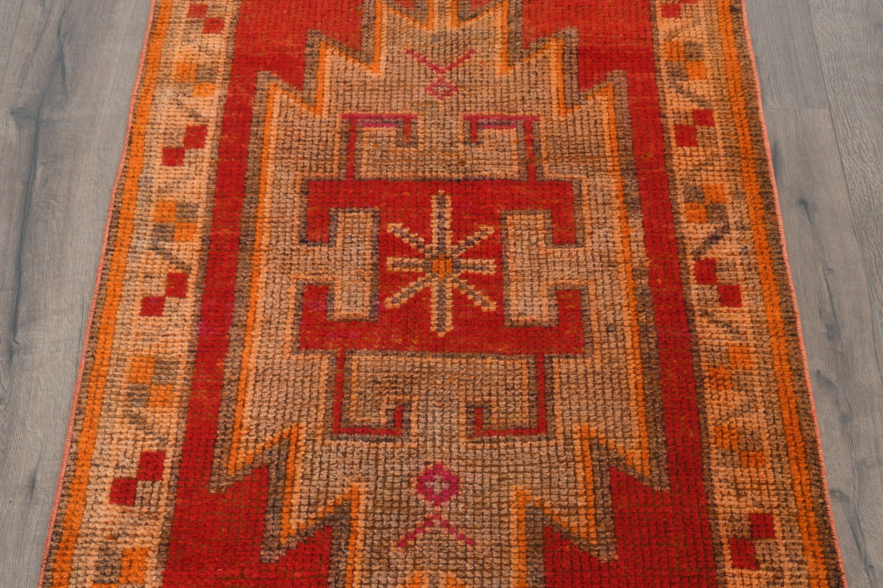 2.8x10.9 ft Runner Halı, Türk Halısı, Vintage Halı, Kırmızı Yatak Odası Halısı, Koridor Halıları, Ev Dekor Halısı, Antika Halı, Merdiven Halısı, Koridor Halıları