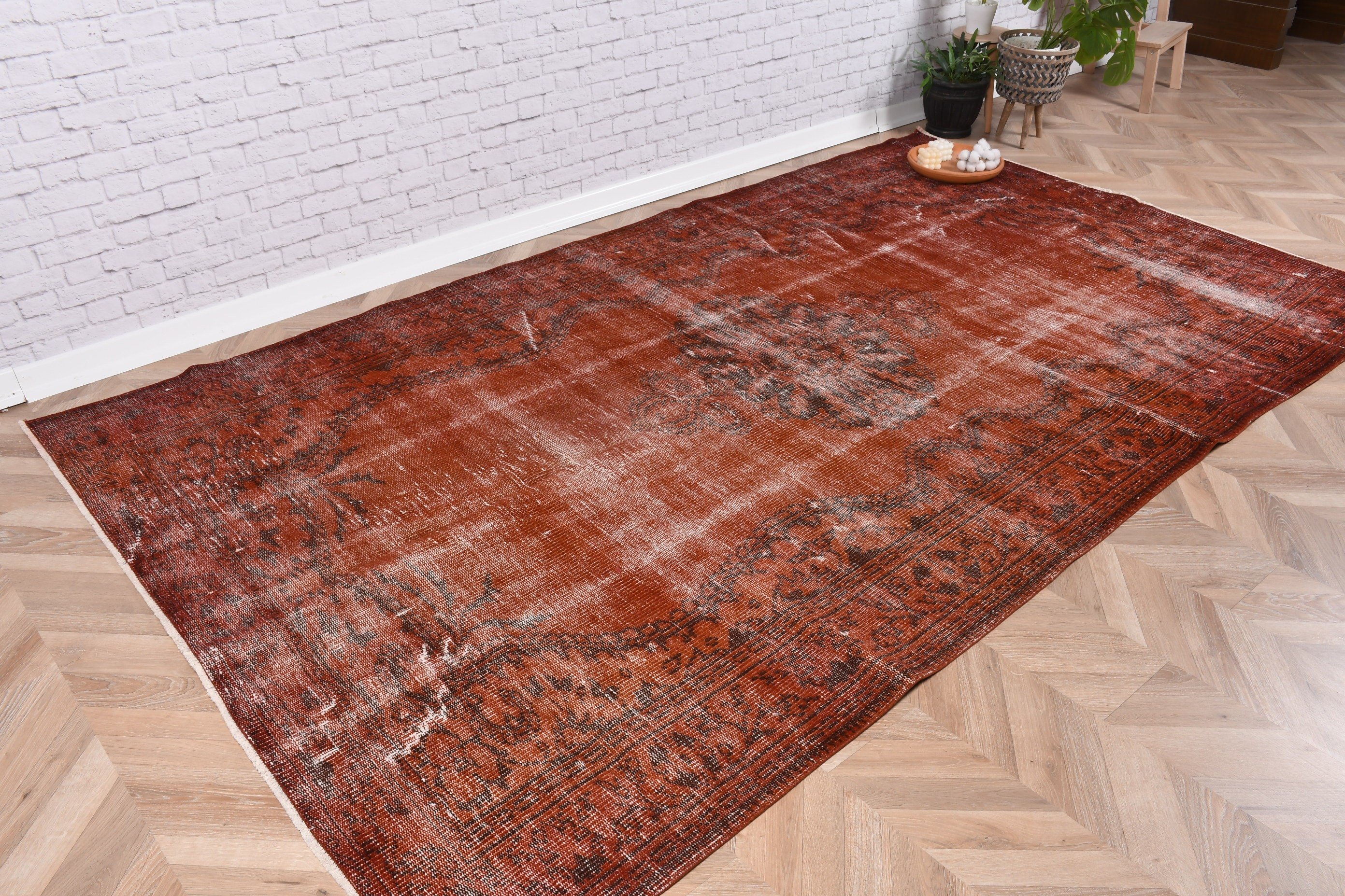 Large Vintage Rug, 5.4x9.5 ft Large Rugs, Vintage Decor Rugs, Turkish Rugs, Vintage Rug, Bedroom Rug, Orange Statement Rugs, Antique Rug