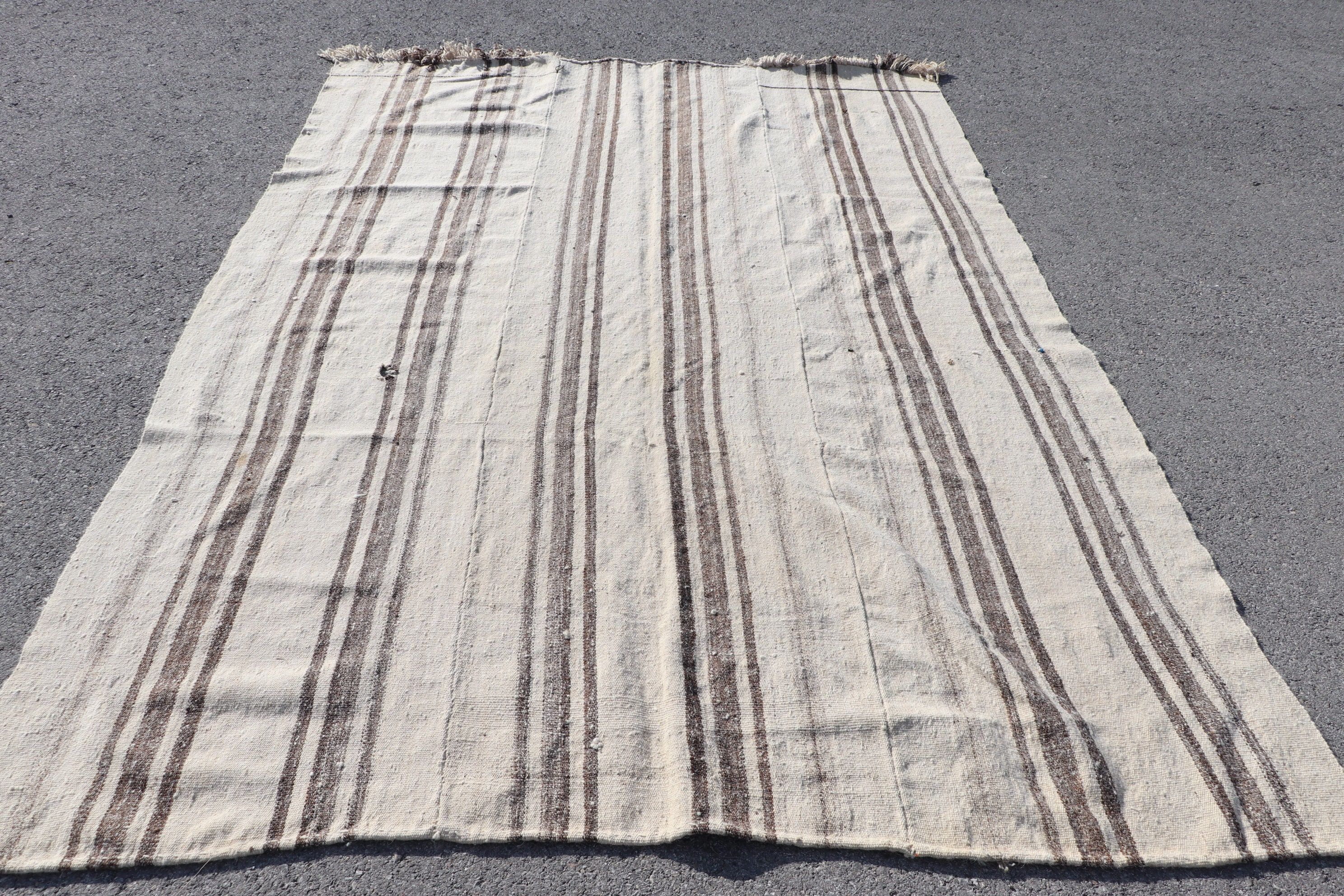 Oturma Odası Halıları, Salon Halısı, Vintage Halılar, Türk Halısı, Beyaz Ev Dekor Halıları, Havalı Halı, Kilim, 6.6x9.5 ft Büyük Halı