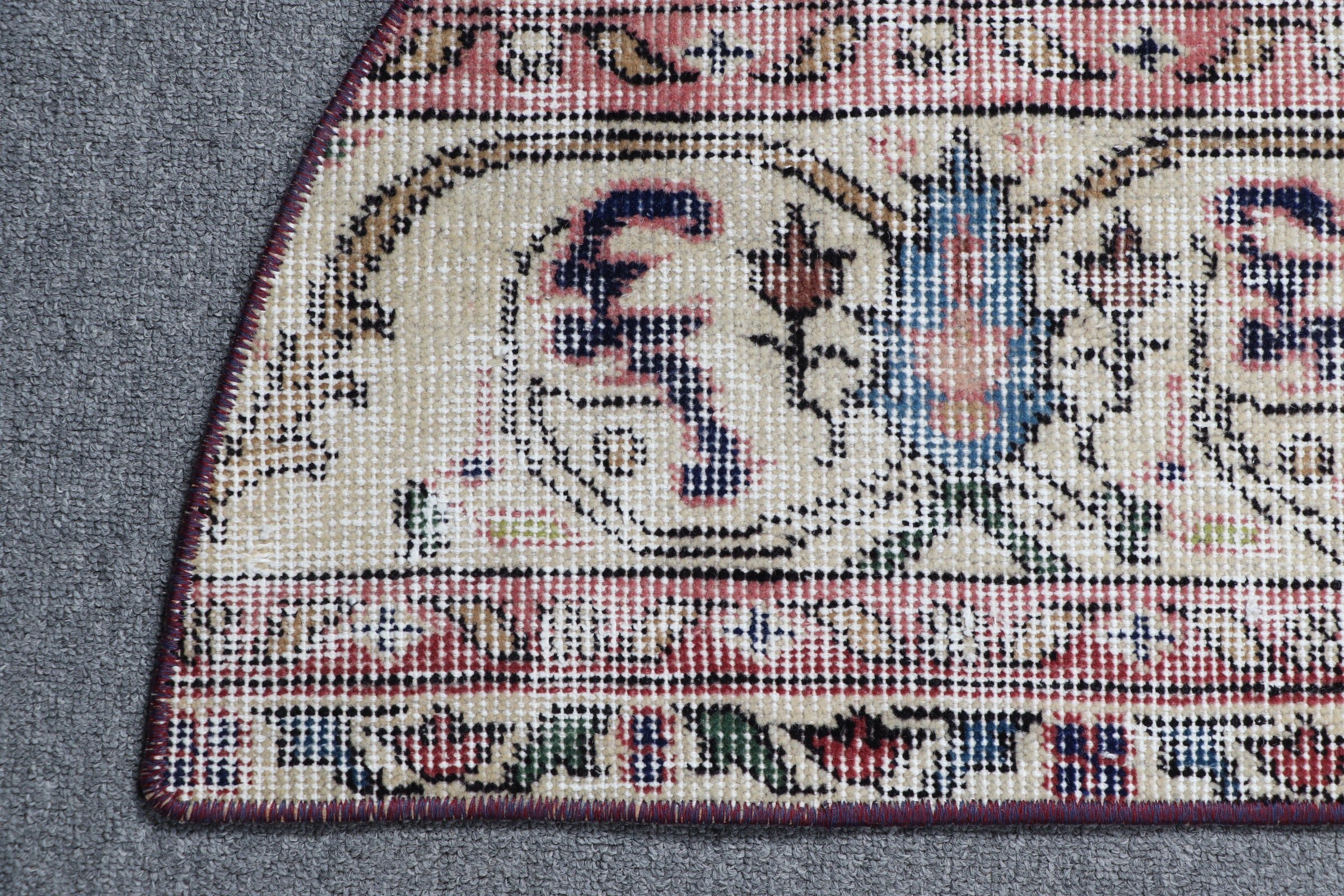 Bathroom Rugs, Turkish Rugs, Decorative Rug, Vintage Rug, Kitchen Rugs, Beige Bedroom Rug, 2.5x1.5 ft Small Rug, Car Mat Rug