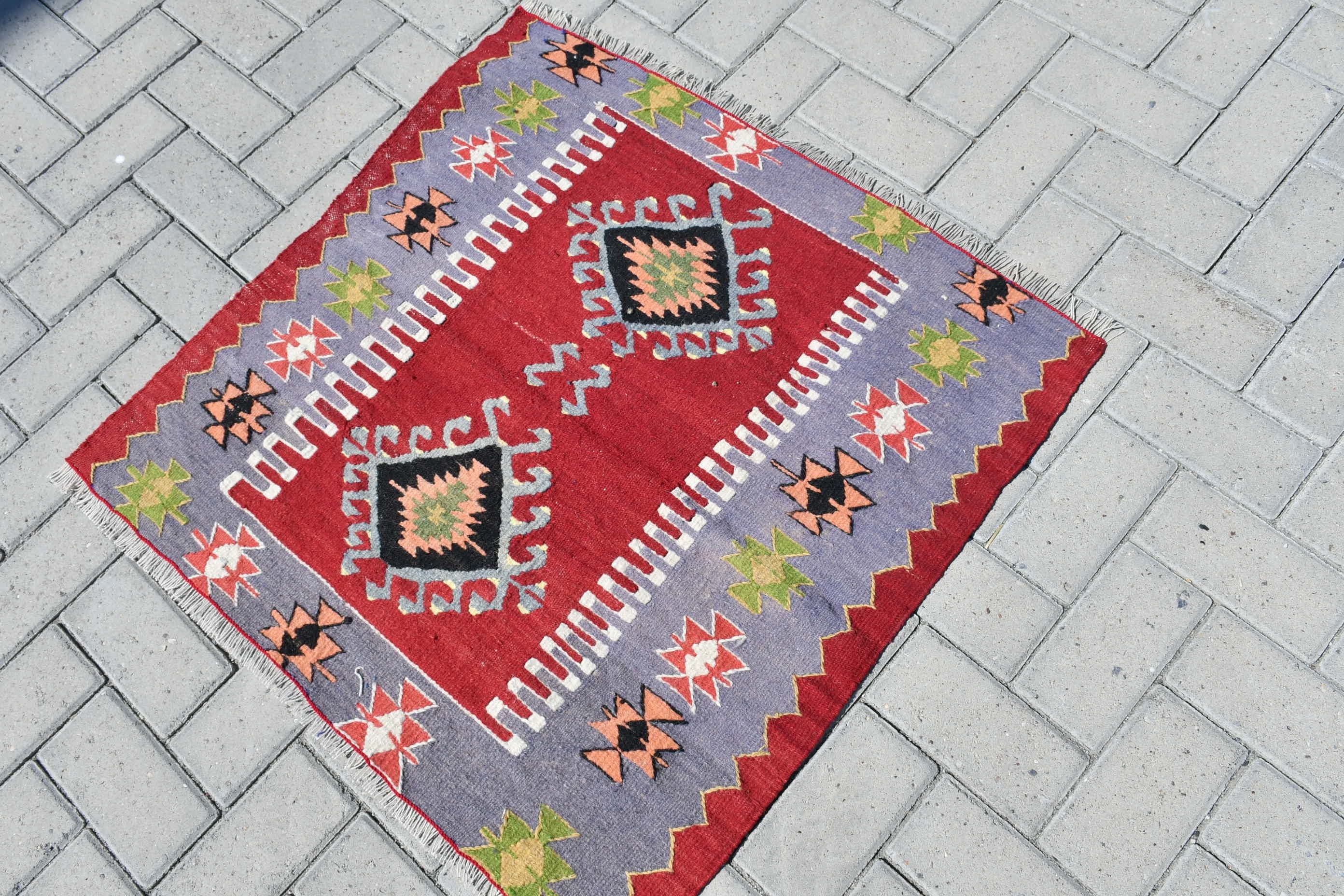 86x83 cm Küçük Kilim, Türk Kilim, Mavi Anadolu Kilim, Paspas Kilim, Duvar Kilim, Banyo Kilim, Mutfak Kilim, Anadolu Kilim, Mutfak Kilim