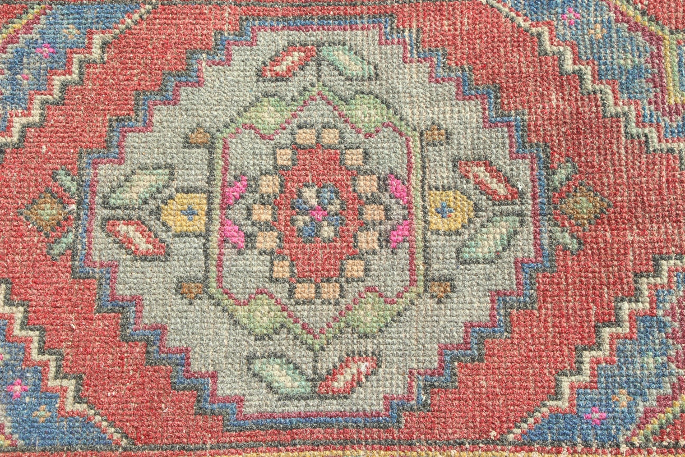 Kırmızı Nötr Halı, Yatak Odası Halısı, Vintage Halılar, Küçük Boho Halıları, Lüks Halı, Kapı Paspası Halısı, 1.6x3.2 ft Küçük Halılar, El Yapımı Halı, Türk Halıları