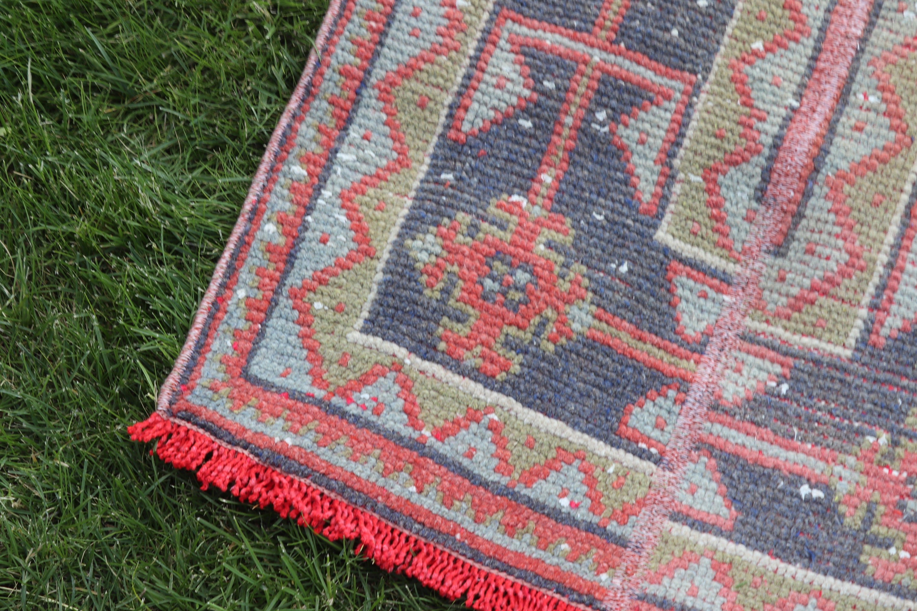 Aztec Rugs, Vintage Rugs, Blue Handwoven Rugs, Stair Rug, Turkish Rugs, Hallway Rug, Wool Rug, Anatolian Rug, 2x11.2 ft Runner Rugs