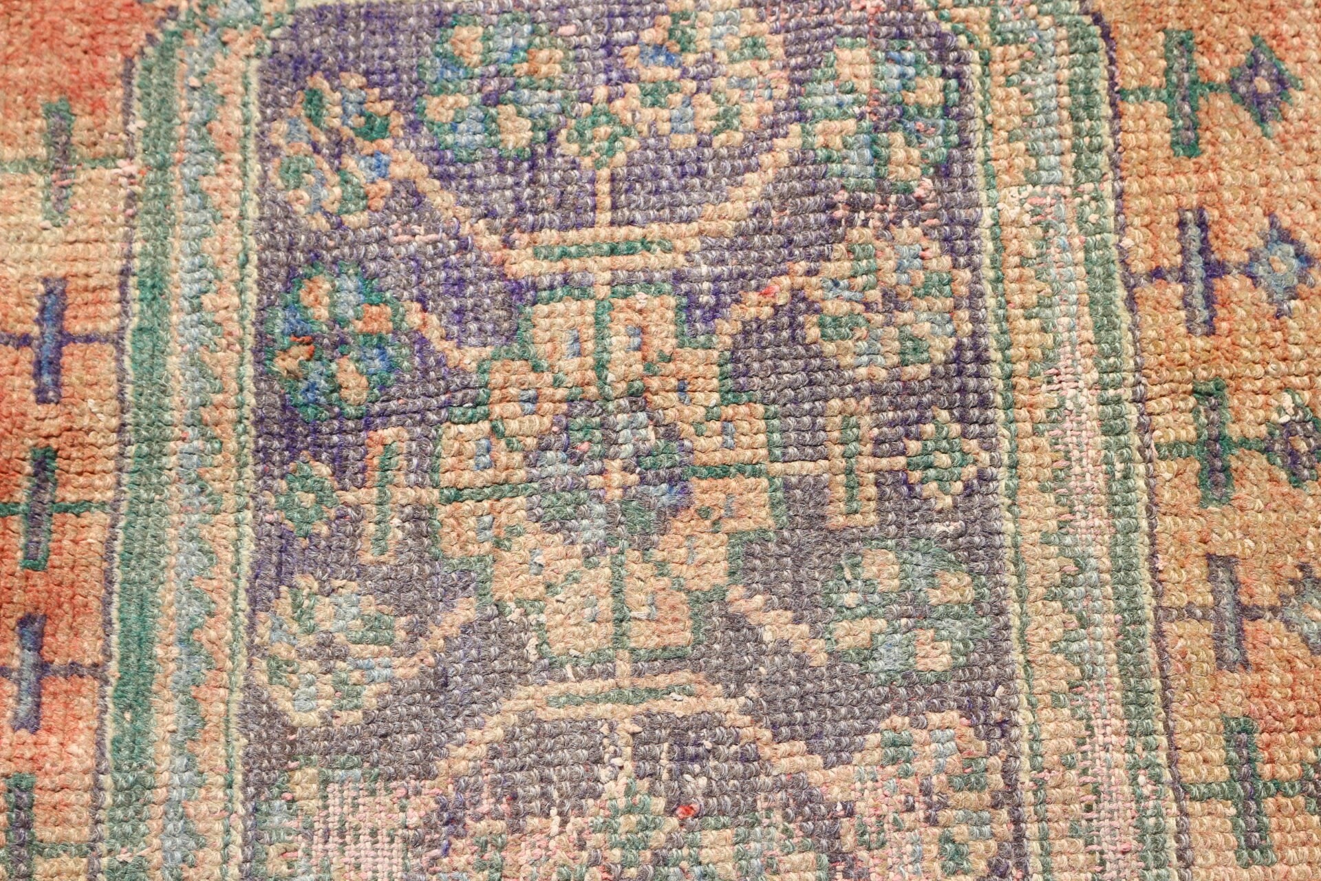 Vintage Rug, Home Decor Rug, Entry Rug, Turkish Rug, Rugs for Nursery, Wool Rug, 2.9x2.9 ft Small Rug, Kitchen Rug, Orange Antique Rug