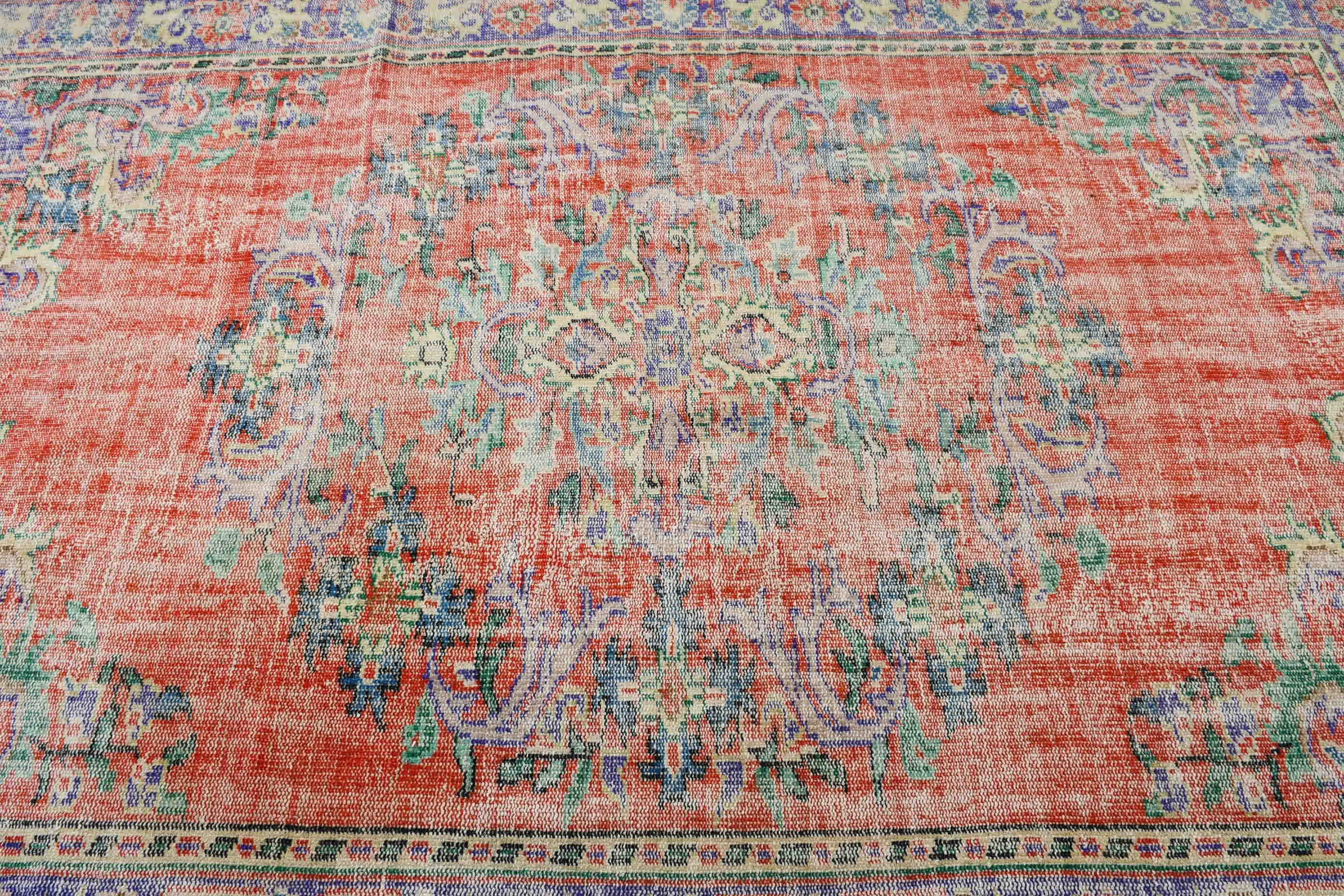 6.1x9.4 ft Large Rug, Dining Room Rug, Red Floor Rug, Turkish Rug, Floor Rug, Vintage Rug, Rugs for Salon, Antique Rugs, Salon Rug, Art Rug