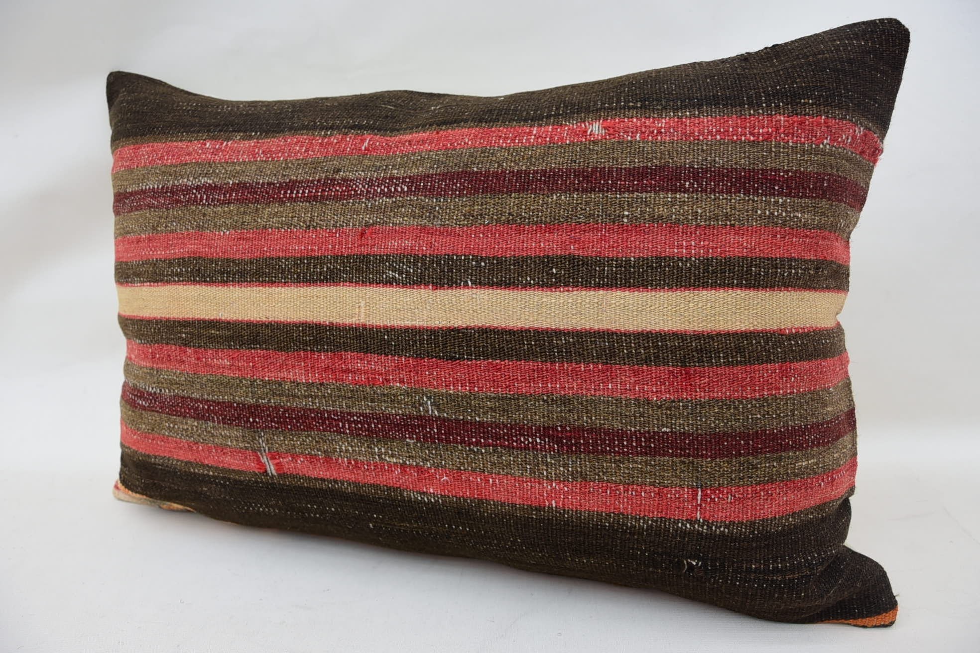 Handmade Kilim Cushion, Handmade Throw Pillow Cover, Antique Pillows, Kilim Pillow, Chair Cushion, 16"x24" Brown Pillow Case