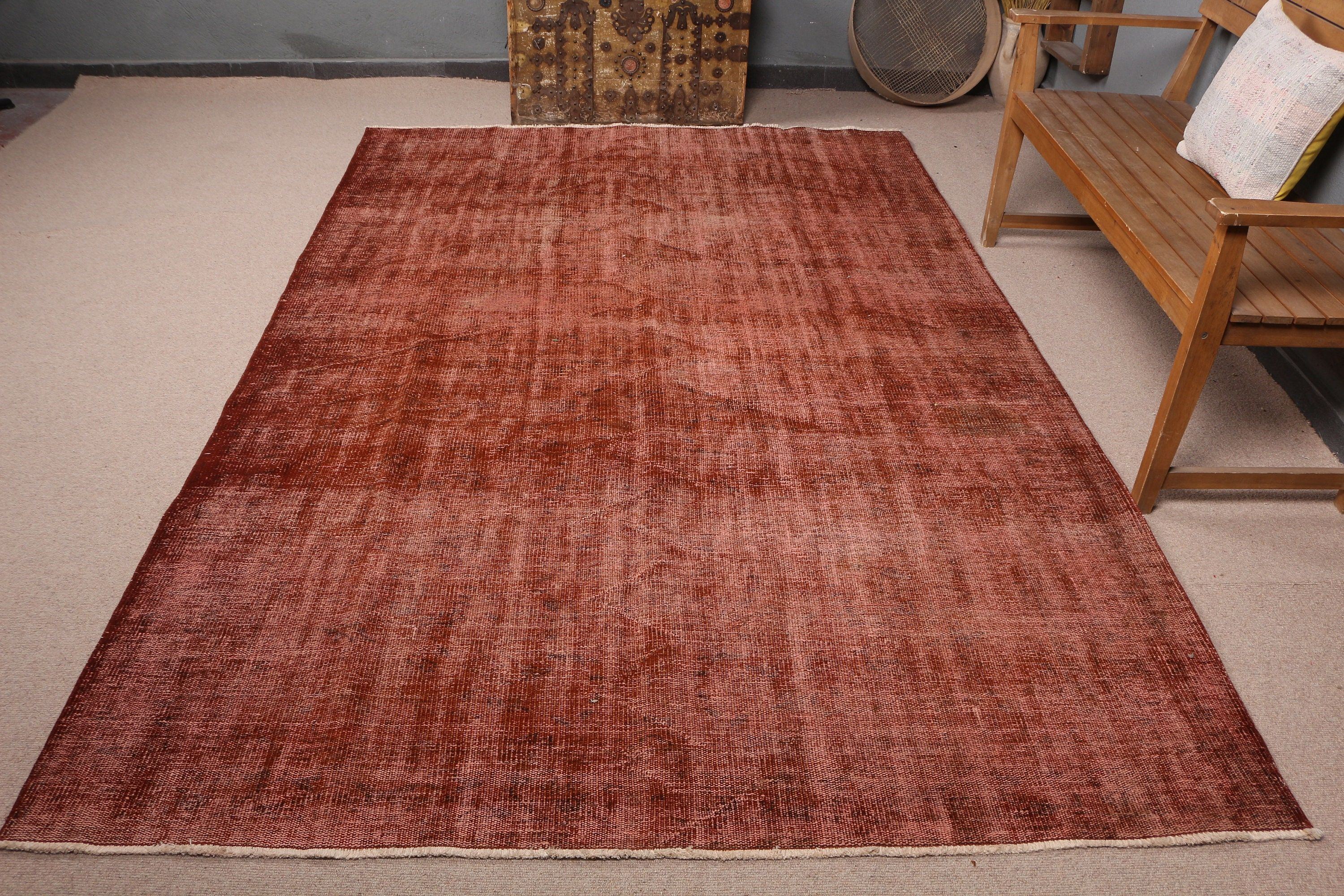 Salon Rug, Vintage Rugs, Moroccan Rug, Floor Rug, Abstract Rug, Turkish Rug, Brown  6.2x9.3 ft Large Rug, Dining Room Rugs