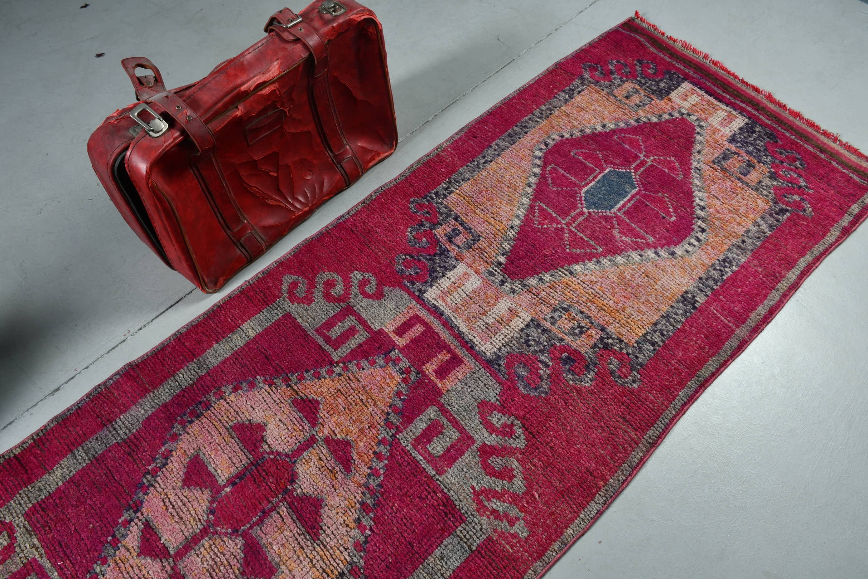 Vintage Rugs, Stair Rug, Pink Antique Rug, Turkish Rugs, 2.9x11.8 ft Runner Rug, Kitchen Rugs, Cool Rugs, Rugs for Stair, Moroccan Rugs