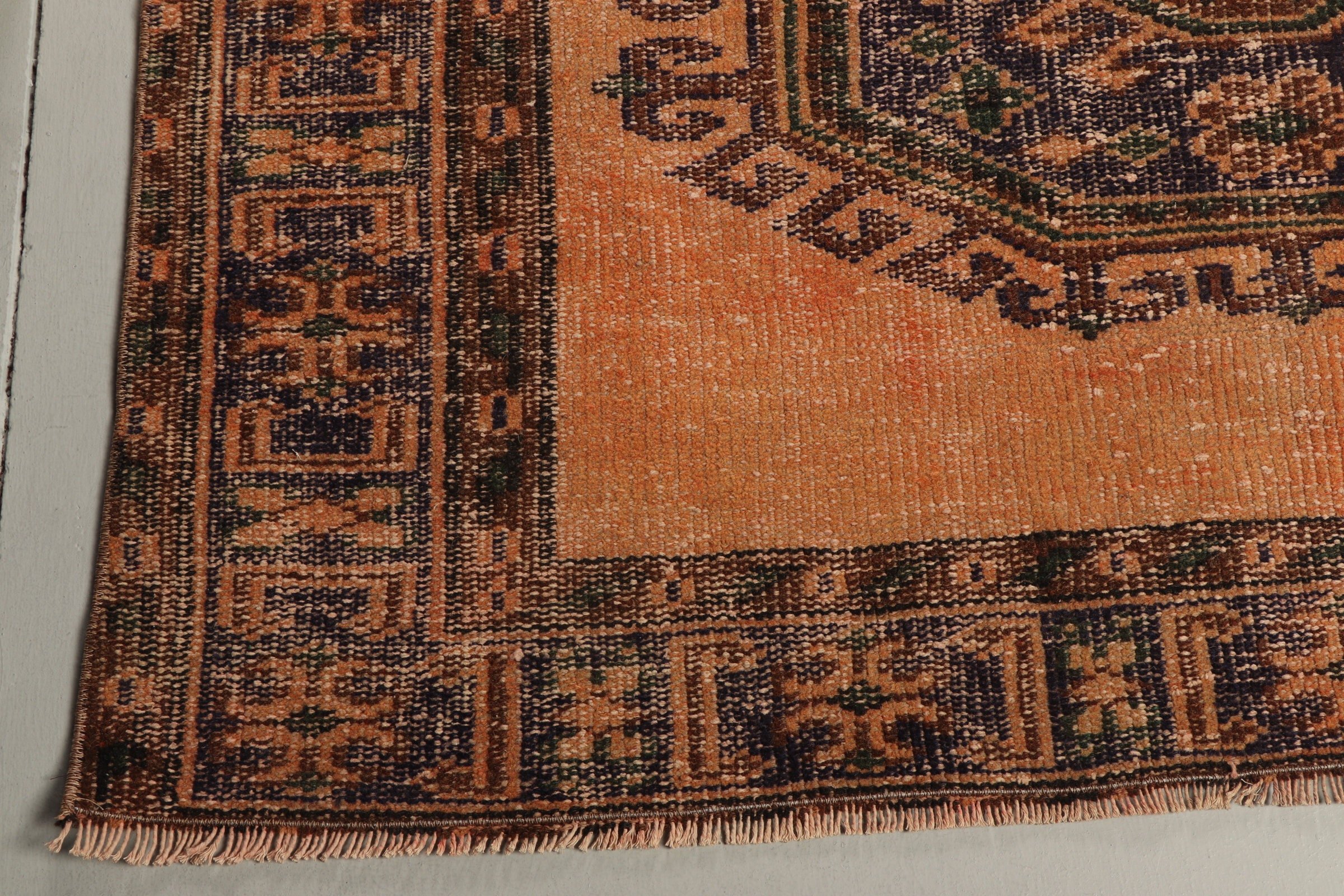 Orange Cool Rug, Salon Rug, Kitchen Rug, Wool Rug, Turkish Rugs, Rugs for Salon, Dining Room Rug, Vintage Rug, 4.5x11.2 ft Large Rug