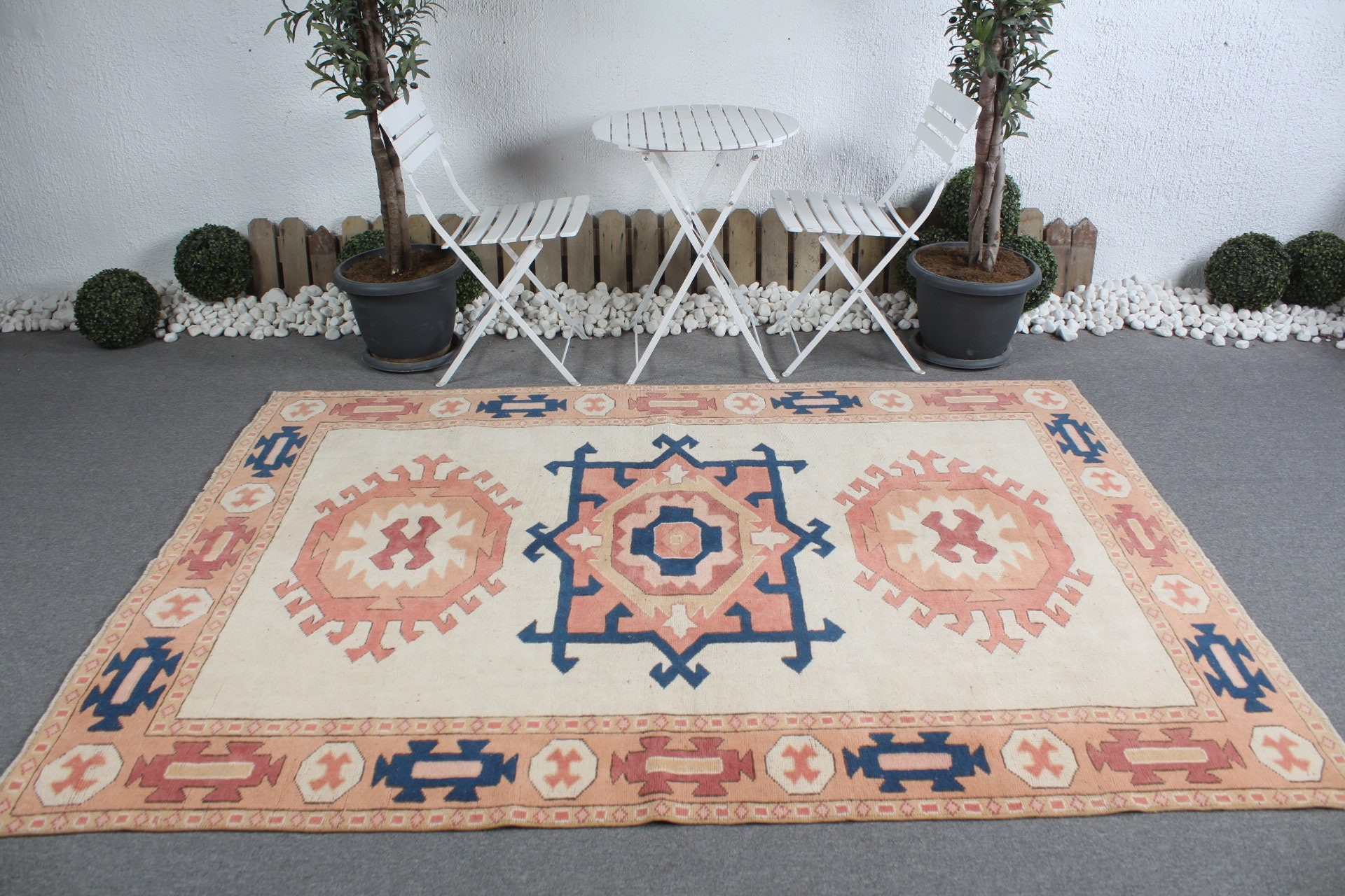 5.6x7.9 ft Large Rug, Beige Anatolian Rug, Bedroom Rugs, Rugs for Salon, Turkish Rug, Home Decor Rug, Vintage Rug, Living Room Rug