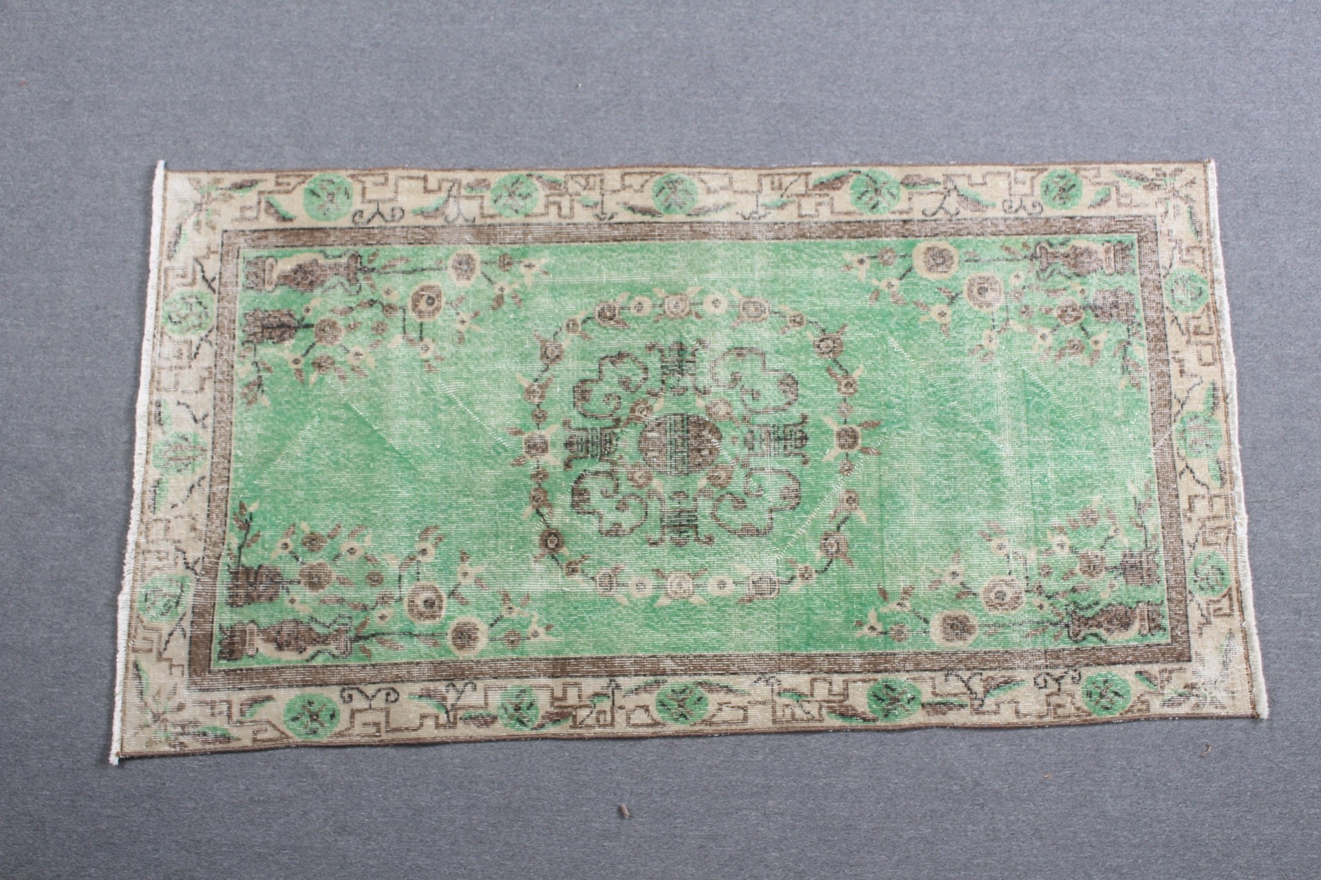 Green Wool Rug, Vintage Rugs, Oushak Rug, Nursery Rug, 3.6x6.6 ft Accent Rug, Turkish Rugs, Rugs for Kitchen, Floor Rug, Entry Rugs