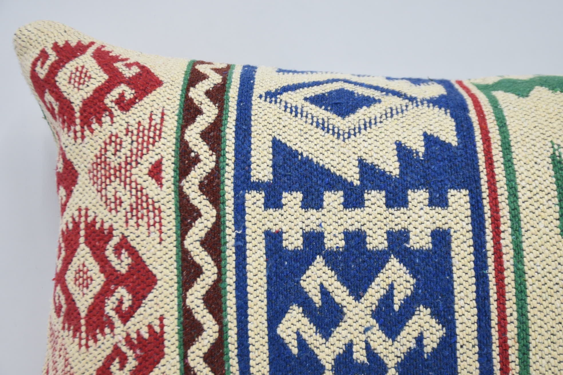 Pillow for Couch, Living Room Throw Pillow, 16"x24" Blue Pillow Case, Vintage Kilim Throw Pillow, Bed Cushion Cover, Home Decor Pillow