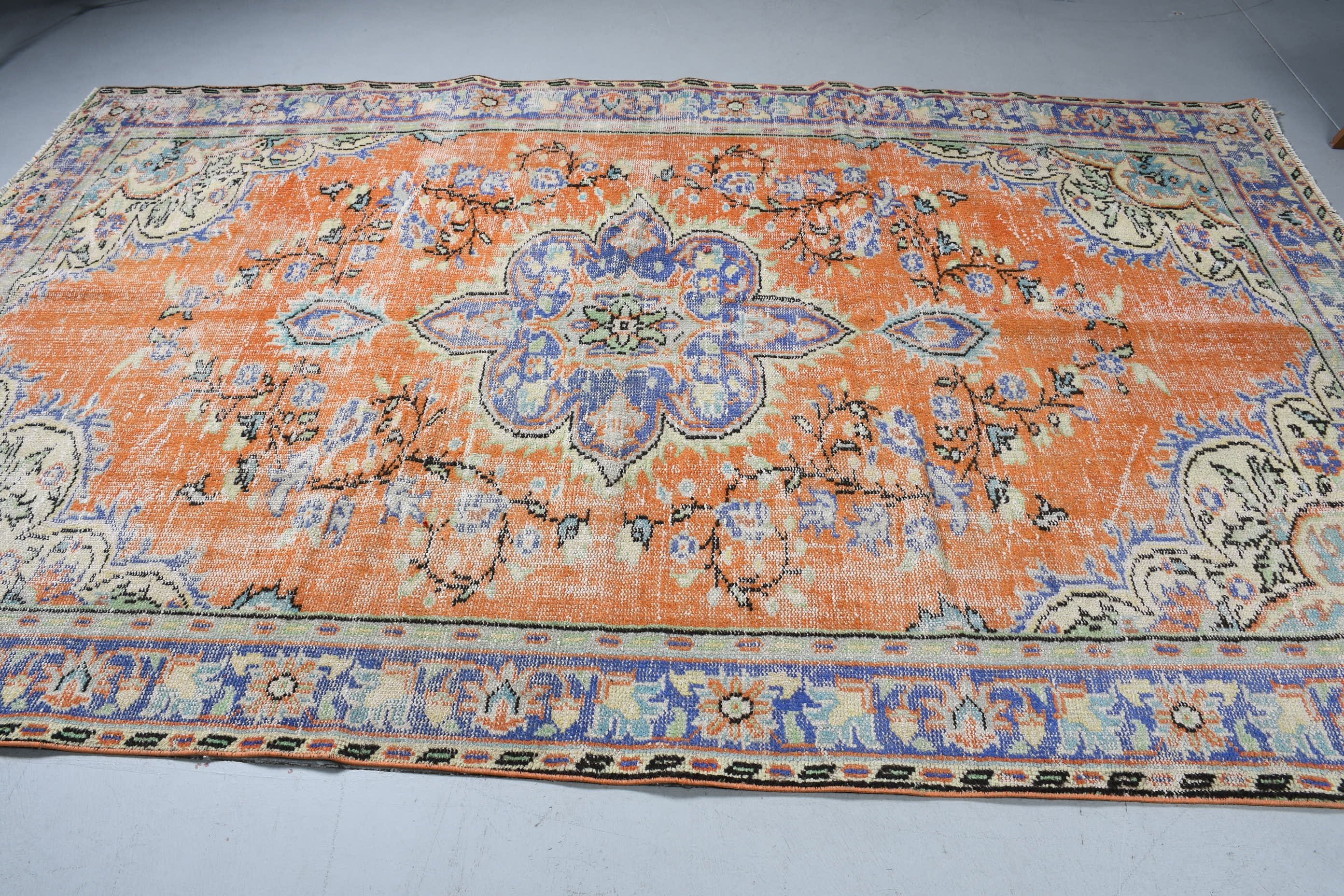 Turkish Rugs, Orange Oushak Rugs, Art Rug, Moroccan Rugs, Antique Rugs, 6.3x10.1 ft Large Rug, Dining Room Rug, Bedroom Rugs, Vintage Rug