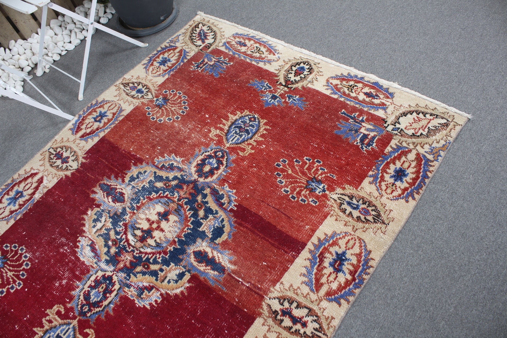 Turkish Rug, Red Moroccan Rugs, Nursery Rugs, Vintage Rugs, Anatolian Rug, Natural Rugs, 4.4x6.6 ft Area Rug, Dining Room Rug