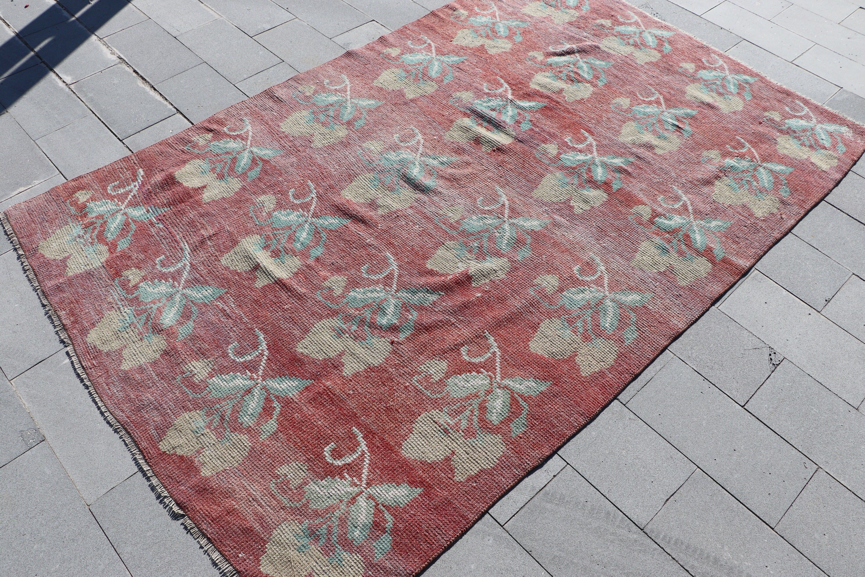 Turkish Rug, Vintage Area Rug Rugs, 4.9x7.7 ft Area Rug, Oriental Rugs, Rugs for Indoor, Red Bedroom Rugs, Vintage Rug