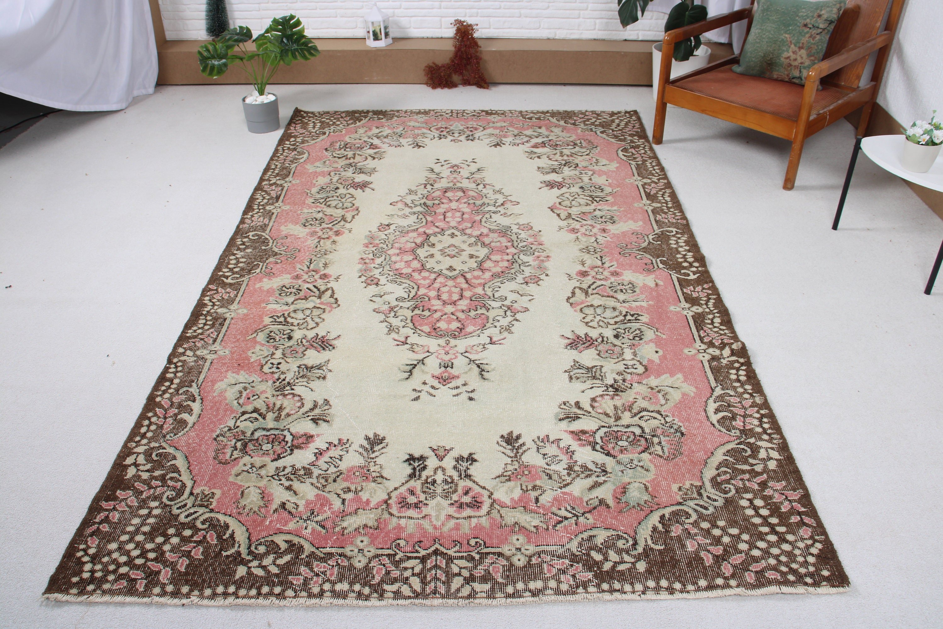 Vintage Halı, Büyük Vintage Halı, Bej Ev Dekorasyonu Halısı, Türk Halıları, 5.3x8.9 ft Büyük Halılar, Mutfak Halısı, Yer Halıları, Oturma Odası Halıları