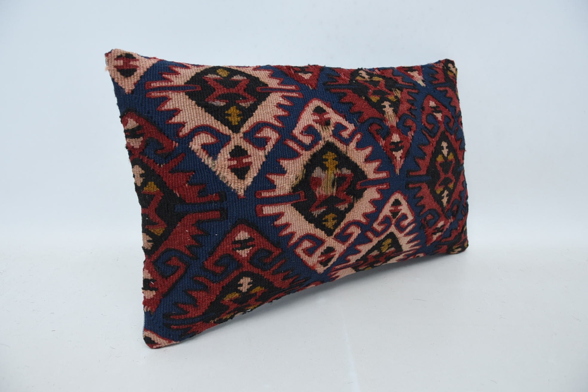 Evcil Hayvan Minder Kılıfı, 12"x20" Mavi Minder Kılıfı, Ev Dekor Yastık, Boho Yastık Sham Kılıfı, Özelleştirilmiş Yastık Kılıfı, Vintage Kilim Yastık