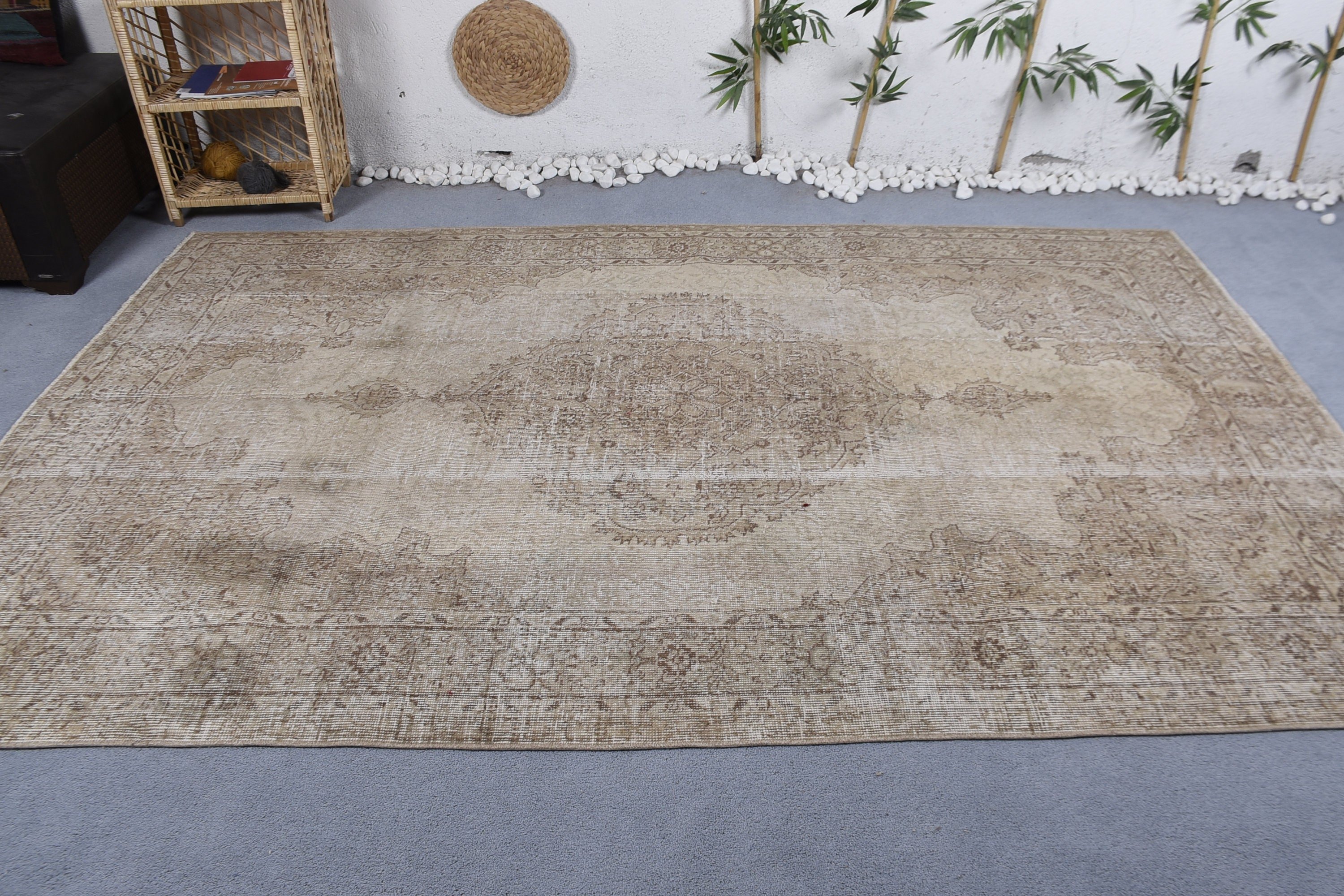 Vintage Halılar, Eski Halı, Yeşil Oushak Halıları, Yatak Odası Halısı, 6.1x9.7 ft Büyük Halı, Yemek Odası Halıları, Antika Halı, Türk Halısı