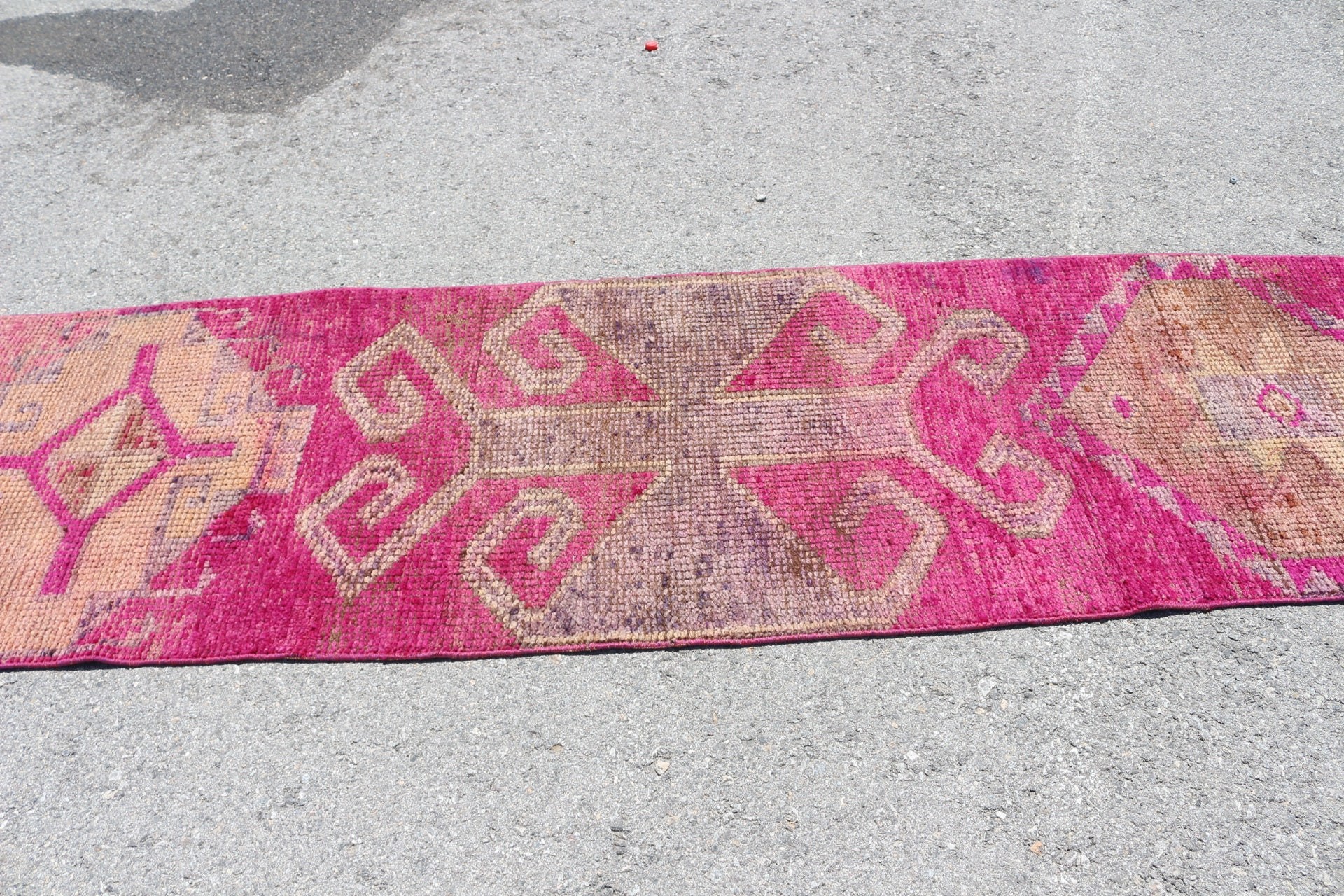 Runner Halıları, Vintage Halı, 2.6x9.7 ft Runner Halısı, Oushak Halısı, Türk Halıları, Merdiven Halısı, Antika Halı, Pembe Oushak Halıları, Koridor Halısı