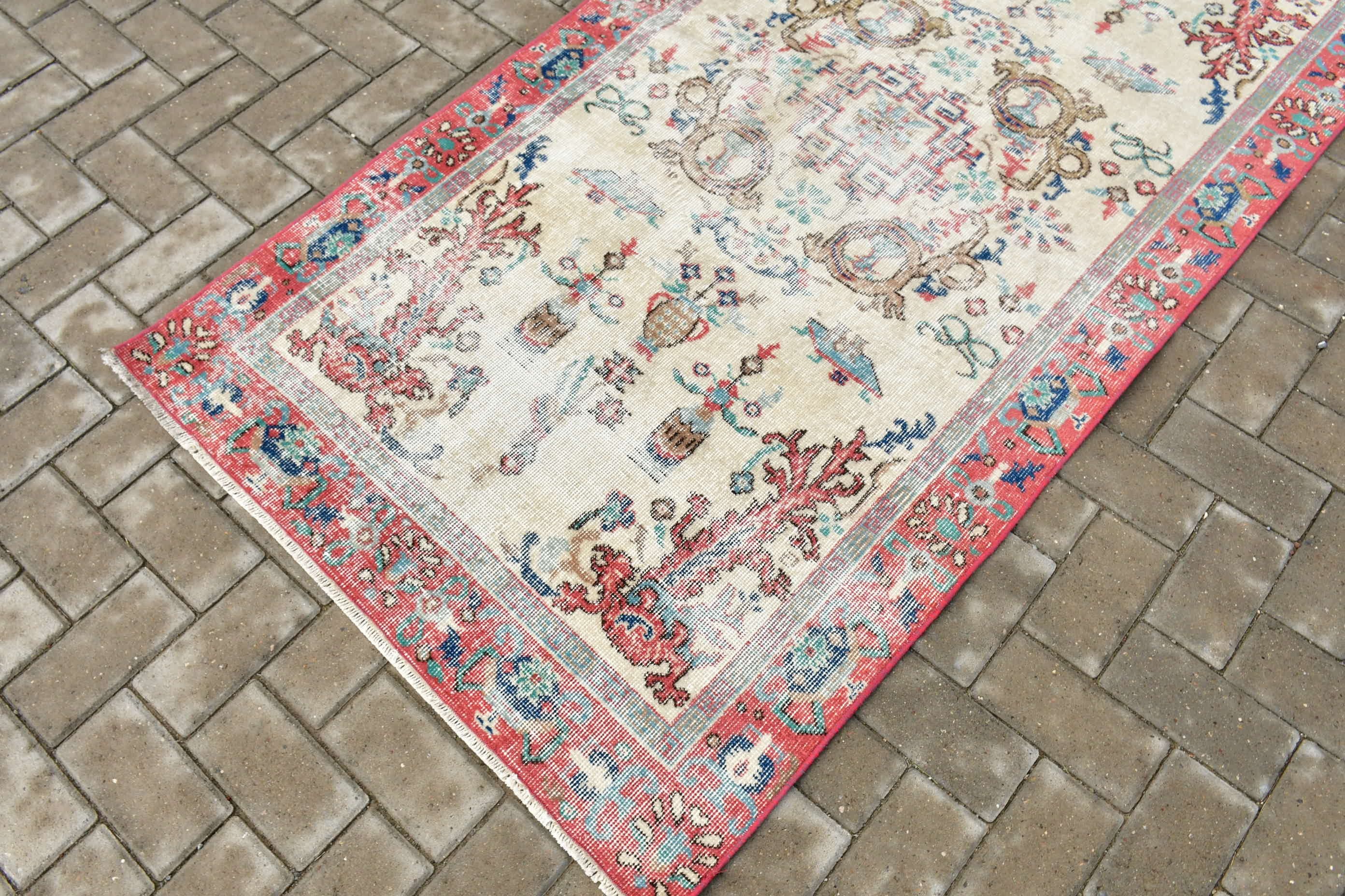 Giriş Halıları, Oryantal Halılar, Mutfak Halıları, Vintage Halı, Anadolu Halısı, Bej Şark Halısı, 3,4x6,4 ft Vurgulu Halı, Parlak Halı, Türk Halısı