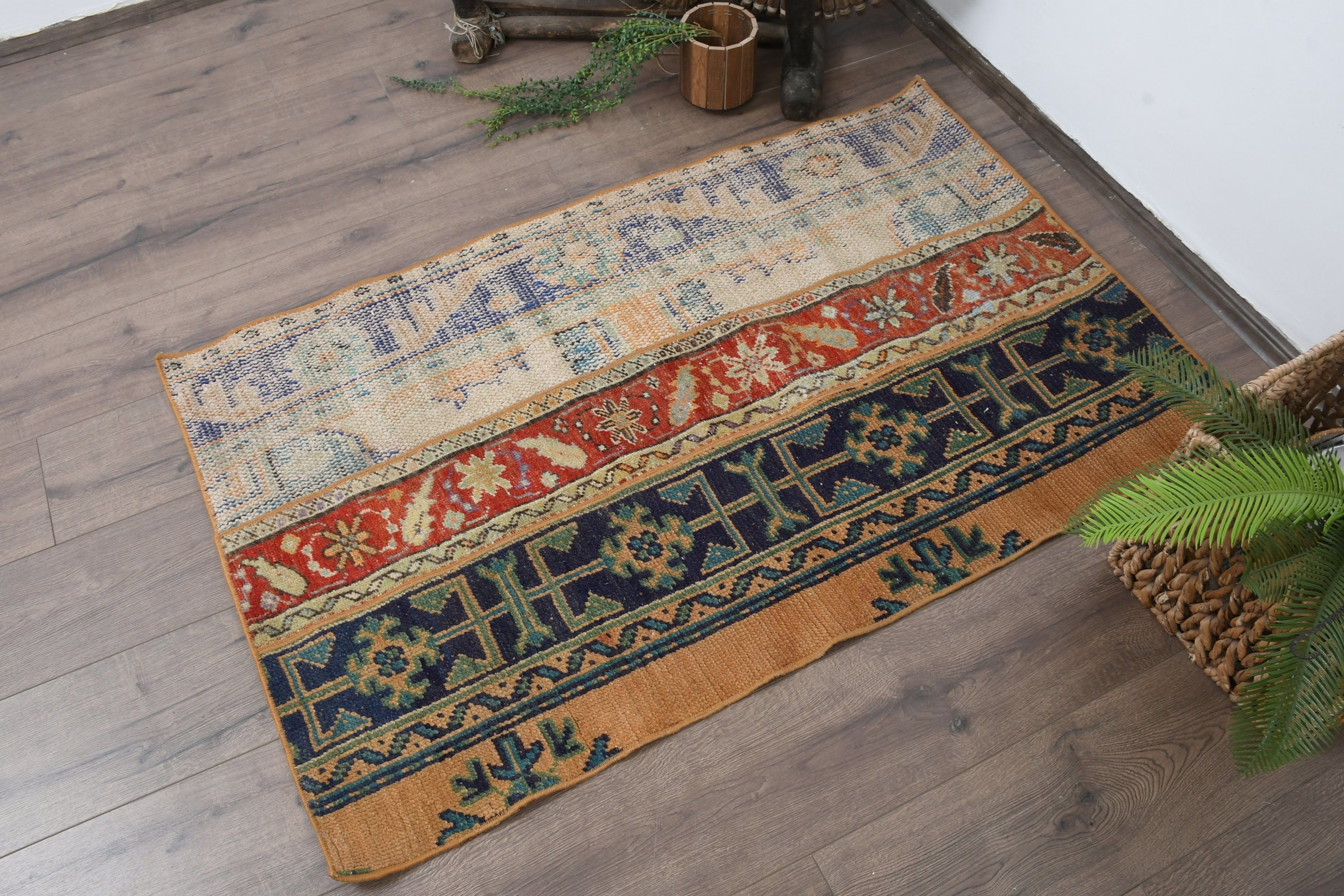 2.7x4.3 ft Small Rugs, Cool Rugs, Car Mat Rug, Anatolian Rug, Turkish Rugs, Blue Oriental Rugs, Vintage Rug, Bath Rug, Rugs for Kitchen