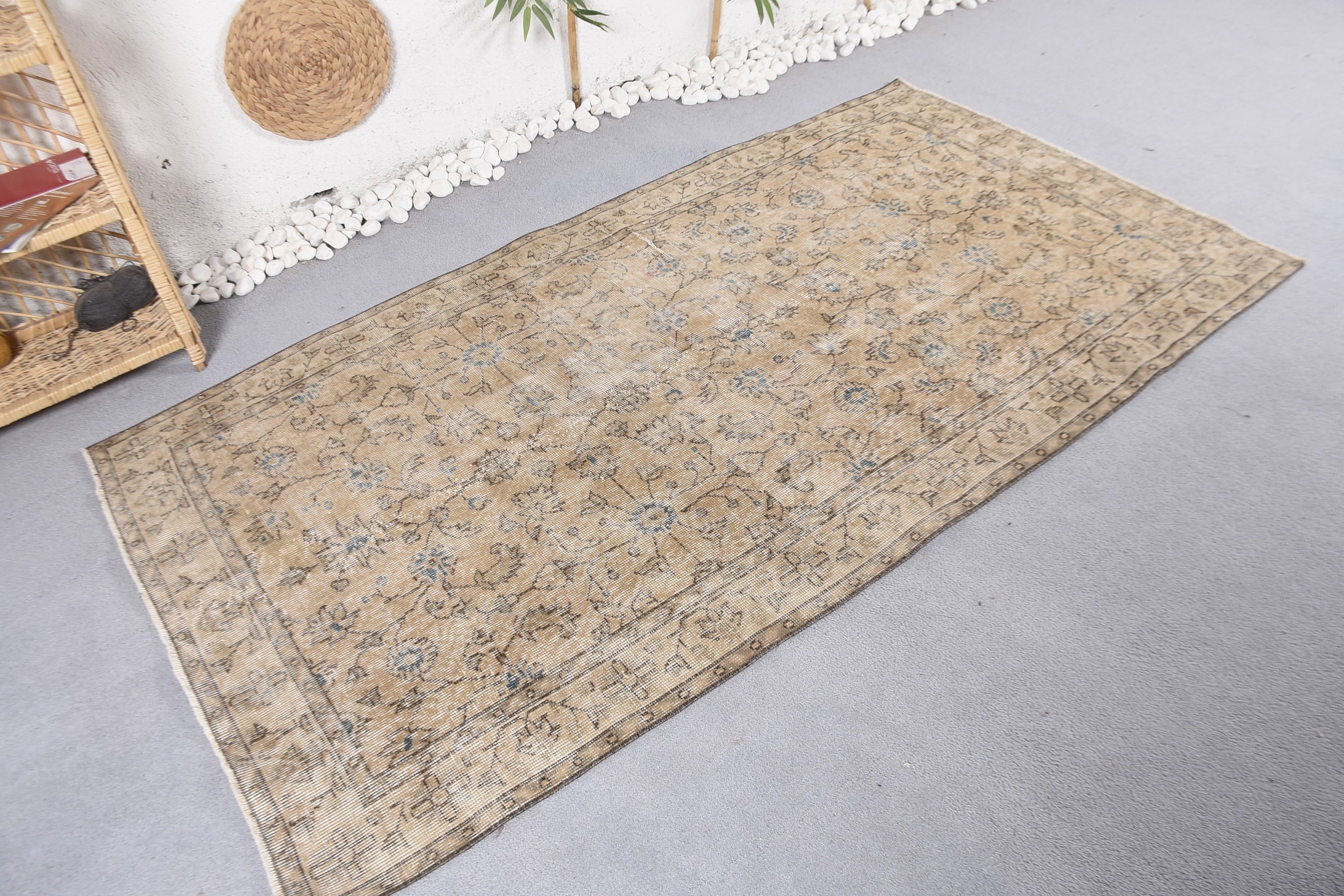 Rugs for Area, Oriental Rugs, Cool Rug, Oushak Area Rug, 3.8x6.9 ft Area Rugs, Floor Rugs, Turkish Rugs, Vintage Rugs, Blue Moroccan Rugs