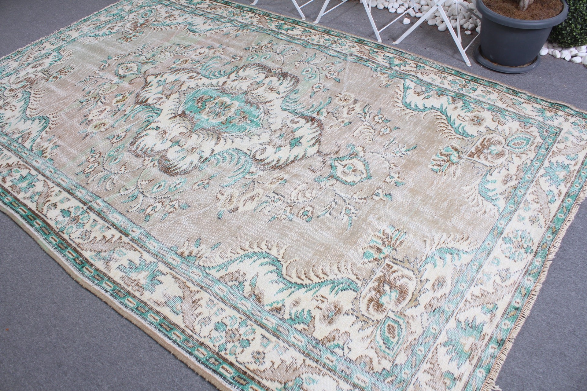 Kahverengi Havalı Halılar, Vintage Halılar, Salon Halısı, 6.3x9.8 ft Büyük Halılar, Anadolu Halıları, Ev Dekorasyonu Halısı, Türk Halısı, Göçebe Halısı, Yatak Odası Halısı