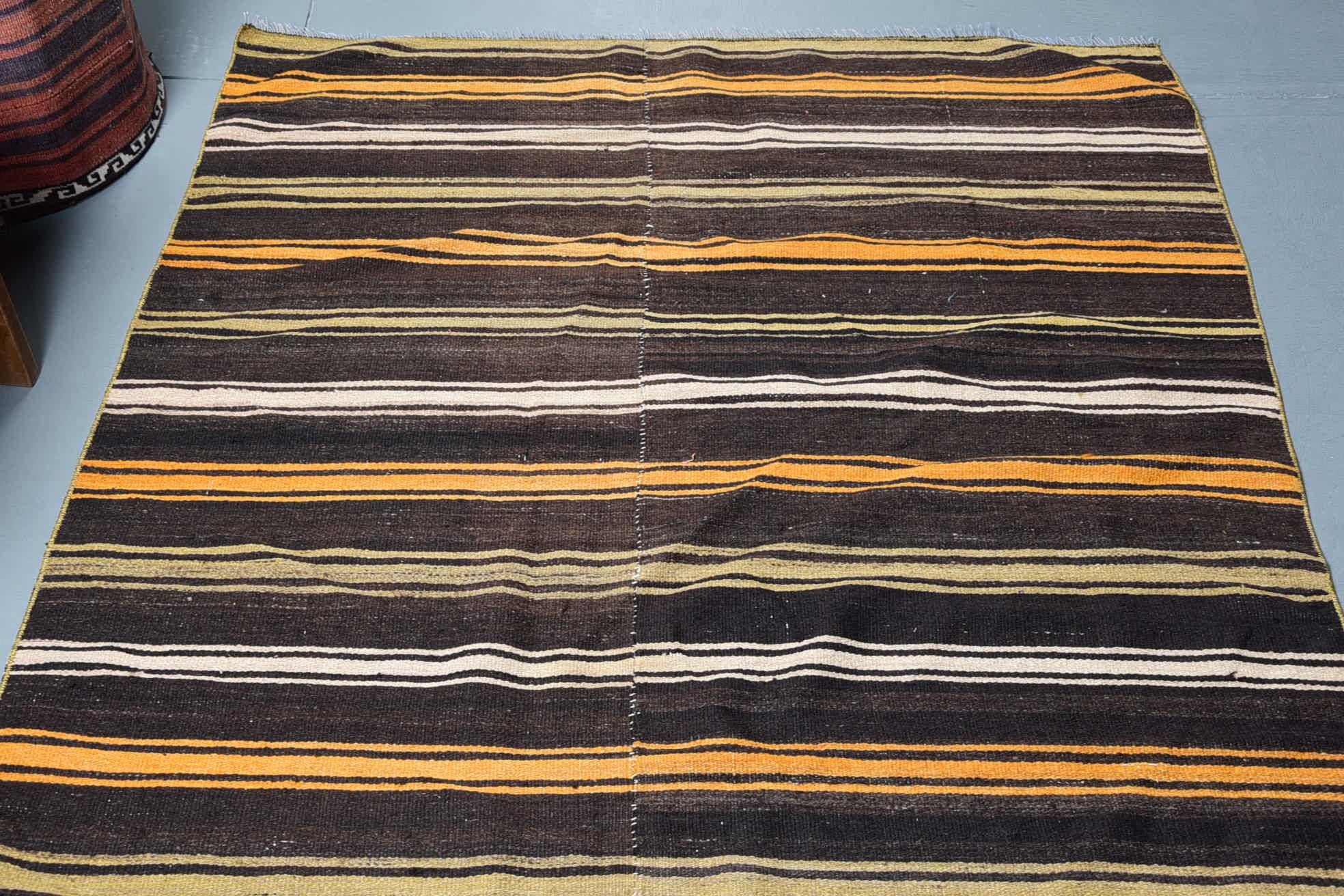 Kitchen Rugs, Bedroom Rug, Oushak Rugs, Vintage Rugs, Turkish Rug, Art Rug, Rugs for Bedroom, Oriental Rug, 4.2x5 ft Accent Rugs, Kilim