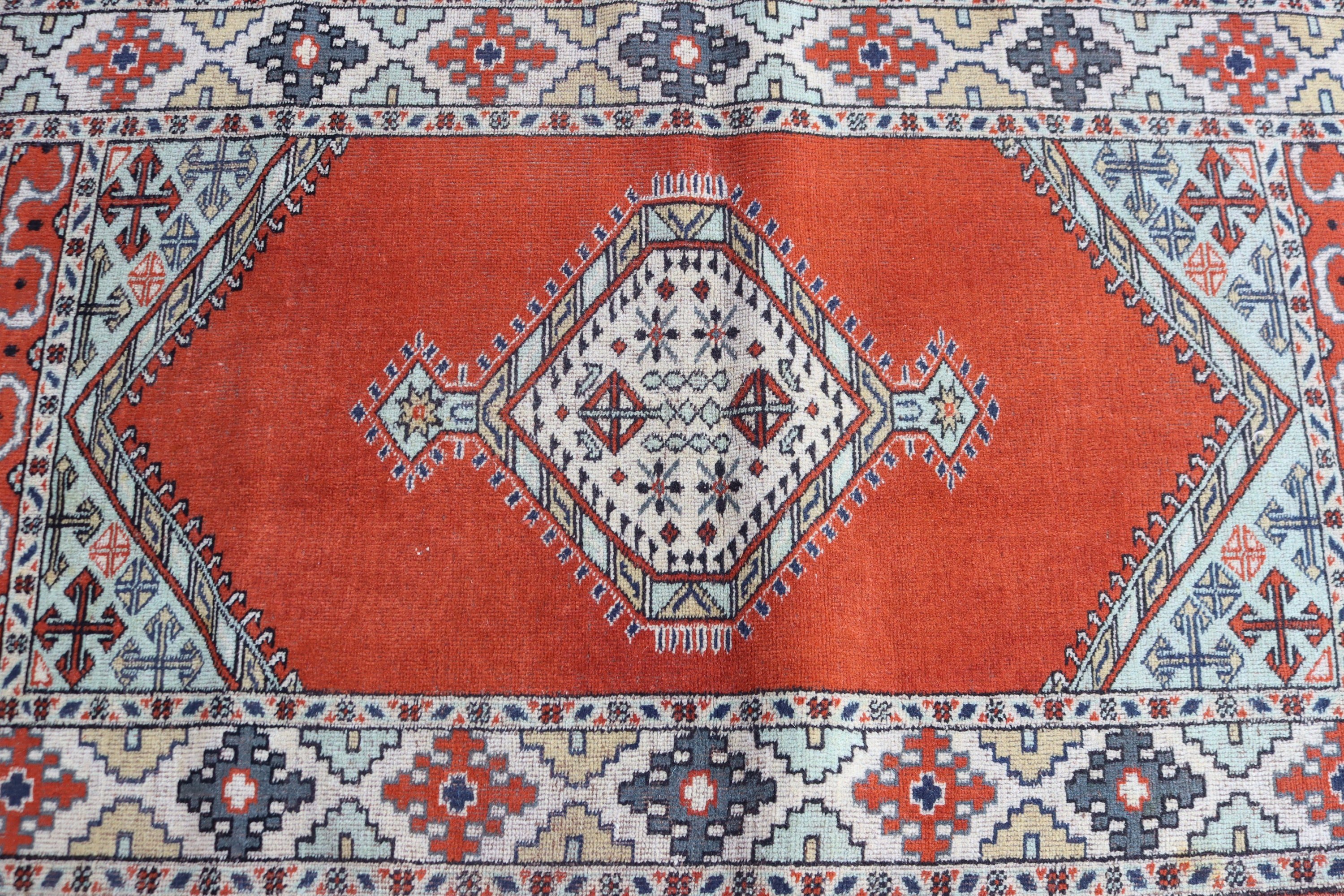 Küçük Boho Halıları, Duvara Asılı Halı, Boho Halıları, Nötr Halılar, Vintage Halılar, 2,6x4,8 ft Küçük Halılar, Türk Halısı, Turuncu Yatak Odası Halısı