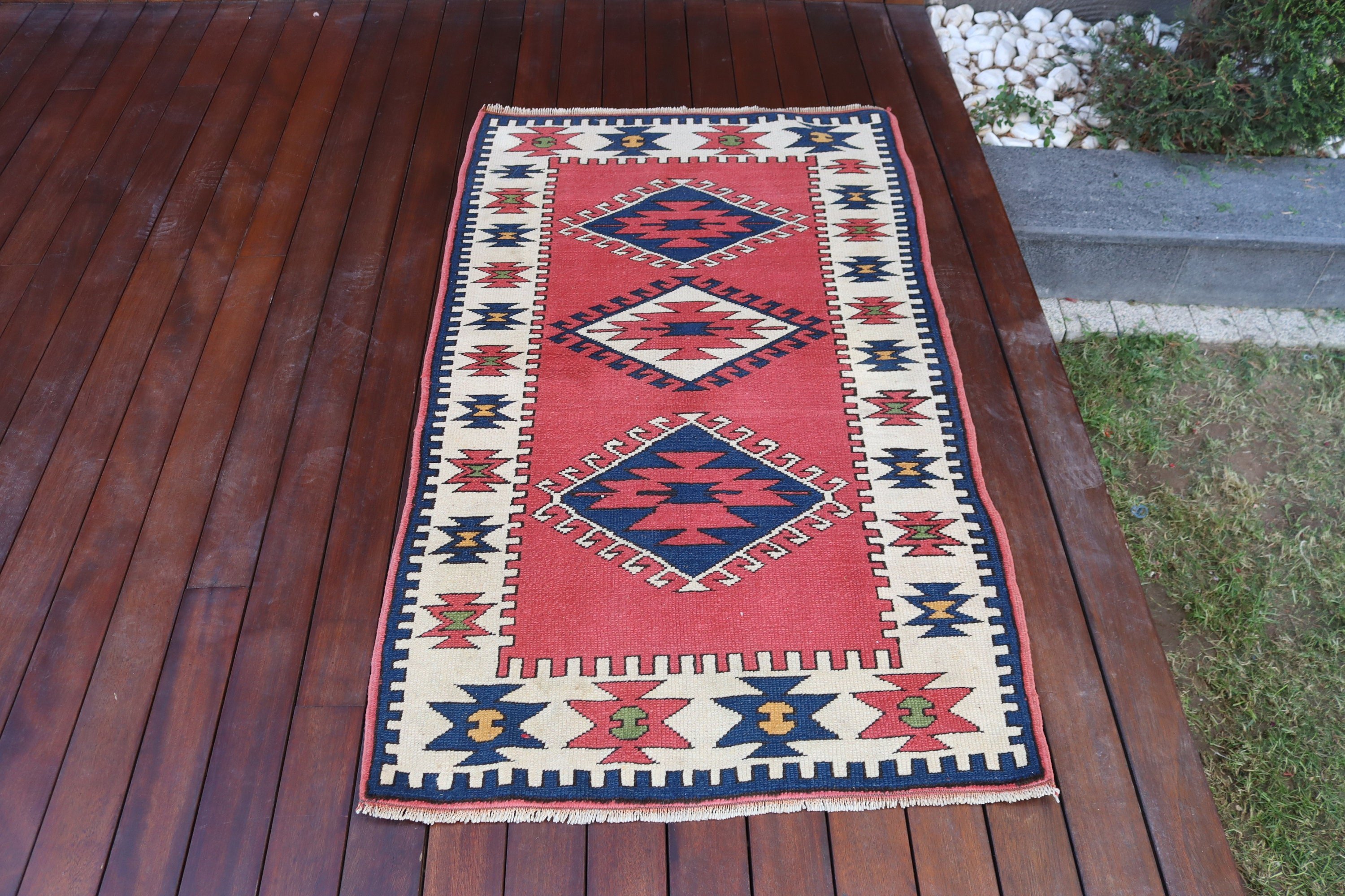 Anatolian Rugs, 2.8x4.7 ft Small Rug, Vintage Rugs, Small Boho Rugs, Wool Rug, Small Area Rugs, Turkish Rugs, Tribal Rug, Pink Floor Rug