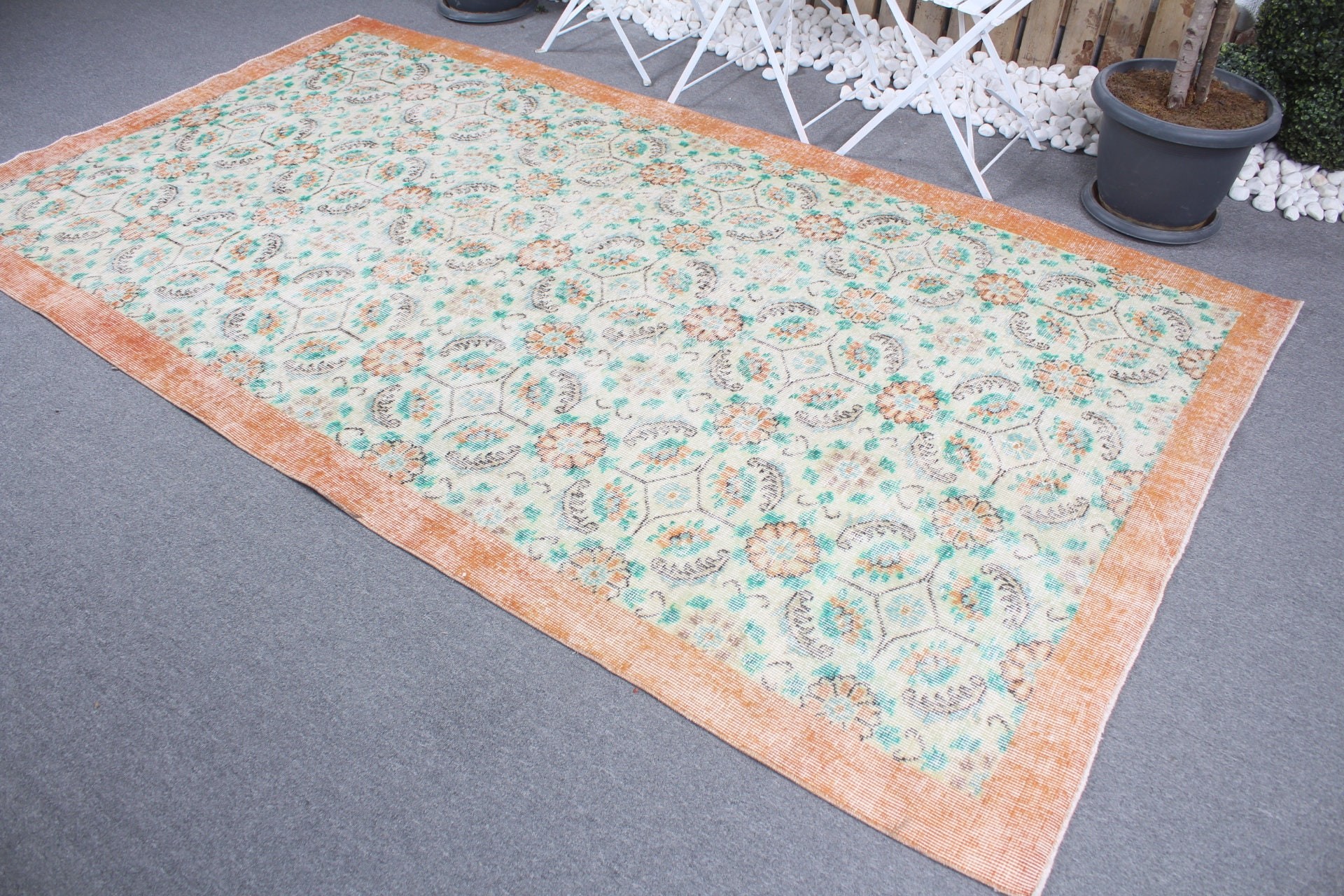 Rugs for Bedroom, Bedroom Rug, Oriental Rug, Salon Rug, Vintage Rug, Turkish Rug, 5.2x9.4 ft Large Rugs, Green Antique Rug, Wool Rugs