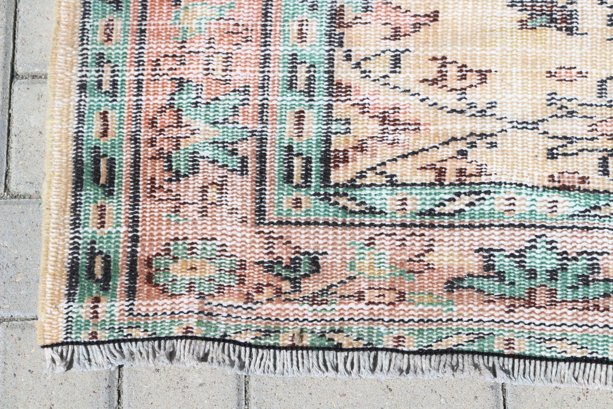 Vintage Rug, Turkish Rugs, Oushak Rugs, Green Anatolian Rug, Rugs for Nursery, 4.6x7 ft Area Rug, Dining Room Rug, Handwoven Rug, Floor Rug