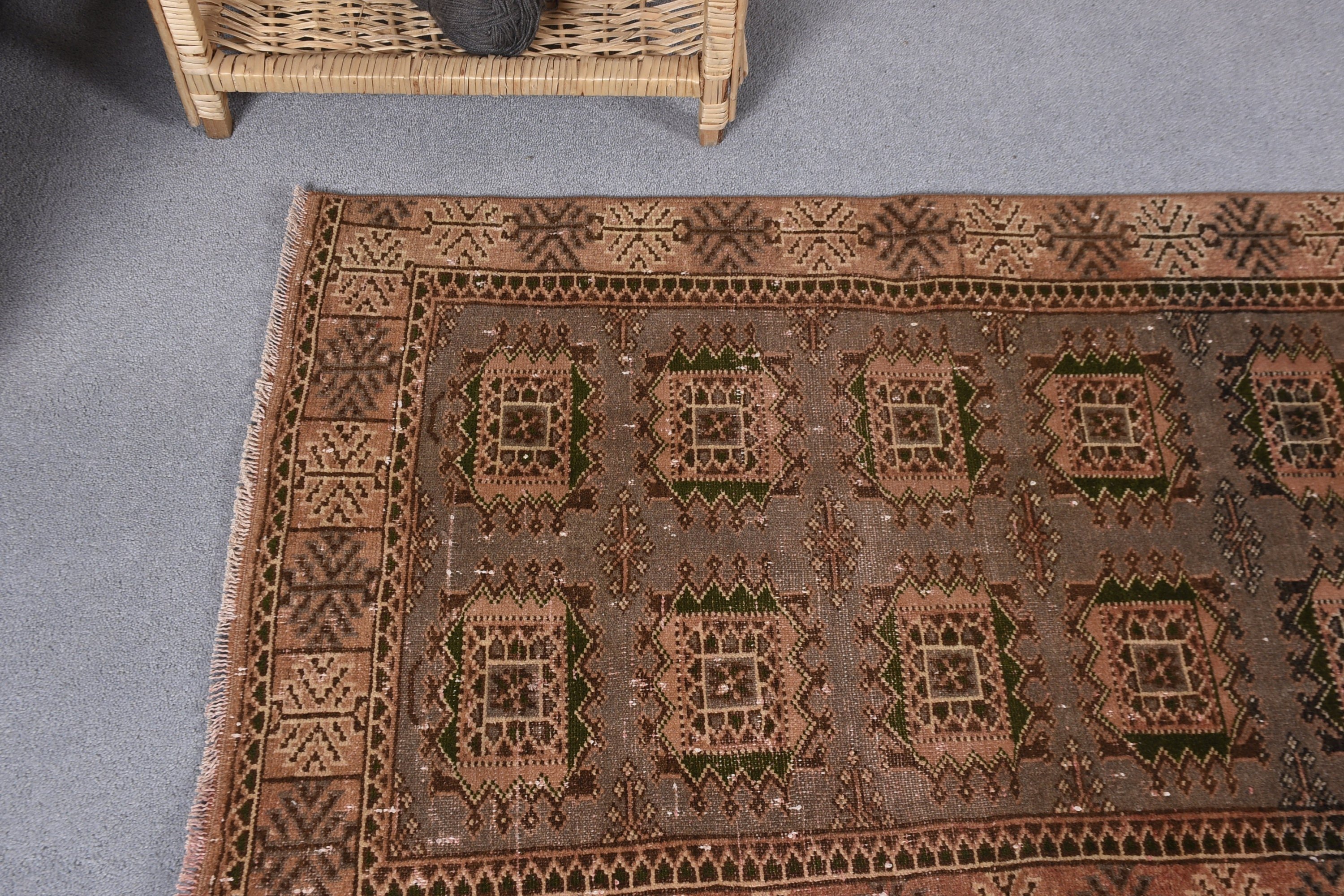 2.4x3.6 ft Küçük Halı, Antika Halı, Araba Paspas Halısı, Sanat Halısı, Kahverengi Yatak Odası Halısı, Türk Halıları, Vintage Halı, Kapı Paspası Halıları