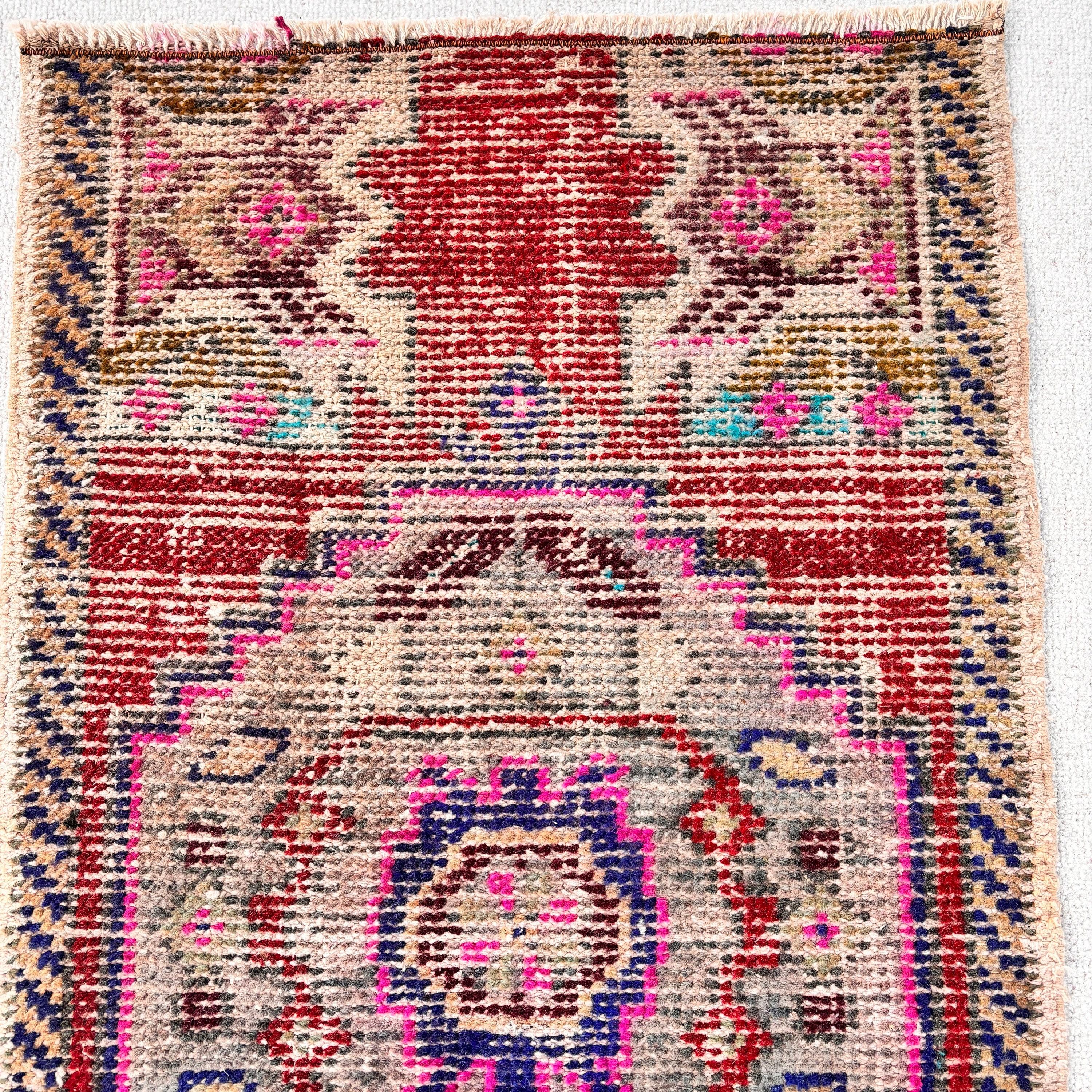 Kırmızı Nötr Halılar, Yün Halılar, Türk Halıları, Çocuk Halısı, Fas Halısı, El Yapımı Halı, Duvara Asılı Halı, Vintage Halılar, 1.6x2.8 ft Küçük Halılar